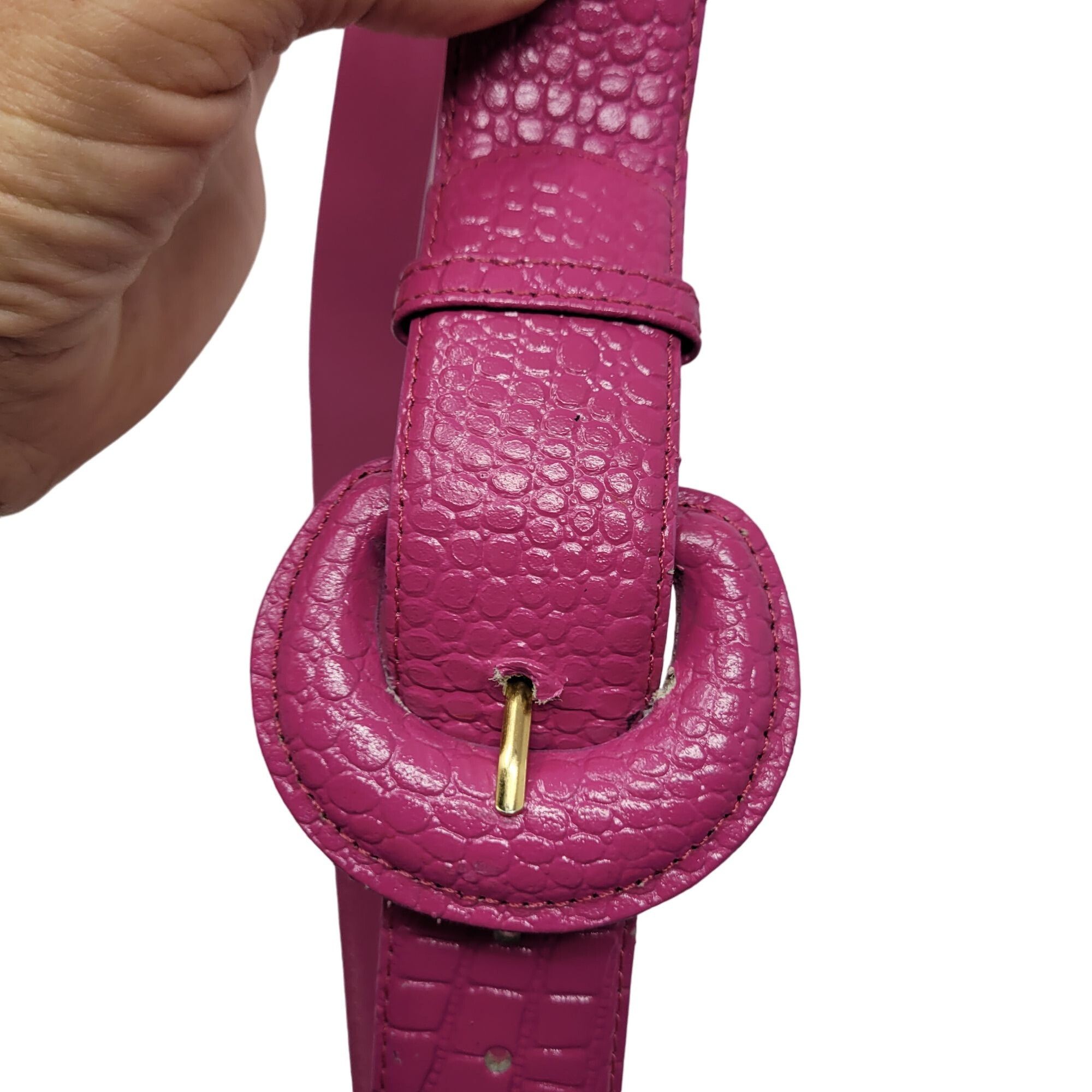 Vintage Vintage 80's Genuine Leather Belt L Fuchsia Hot Pink Croc Em Size ONE SIZE - 4 Thumbnail