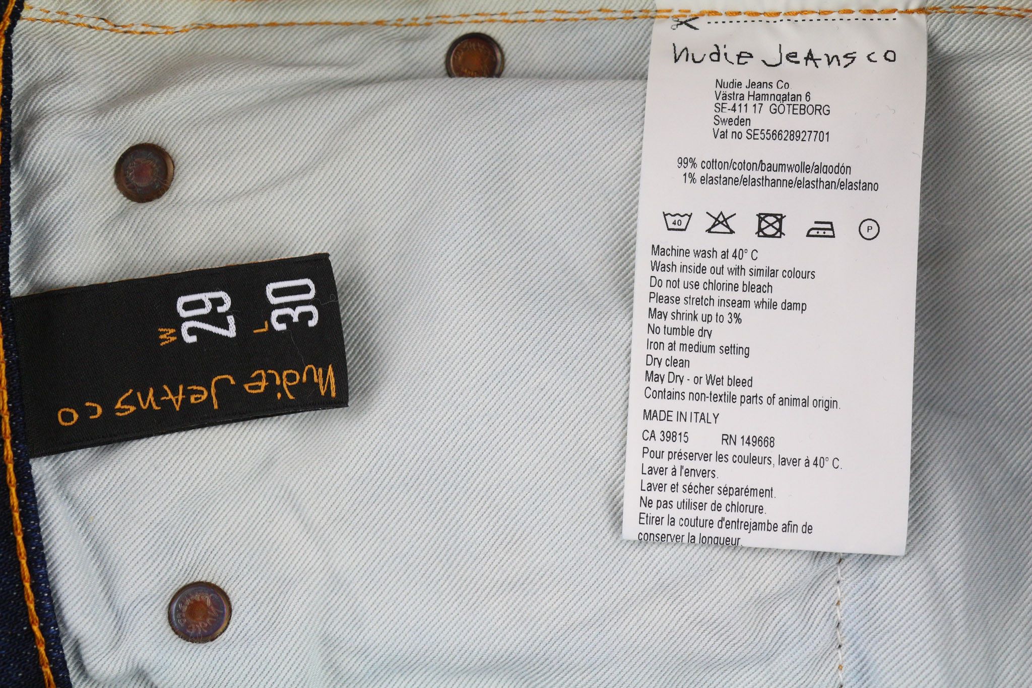 Nudie Jeans PIPE LED W29/L30 Skinny Cotton Stretch Blue Jeans 80610 Size US 29 - 6 Thumbnail