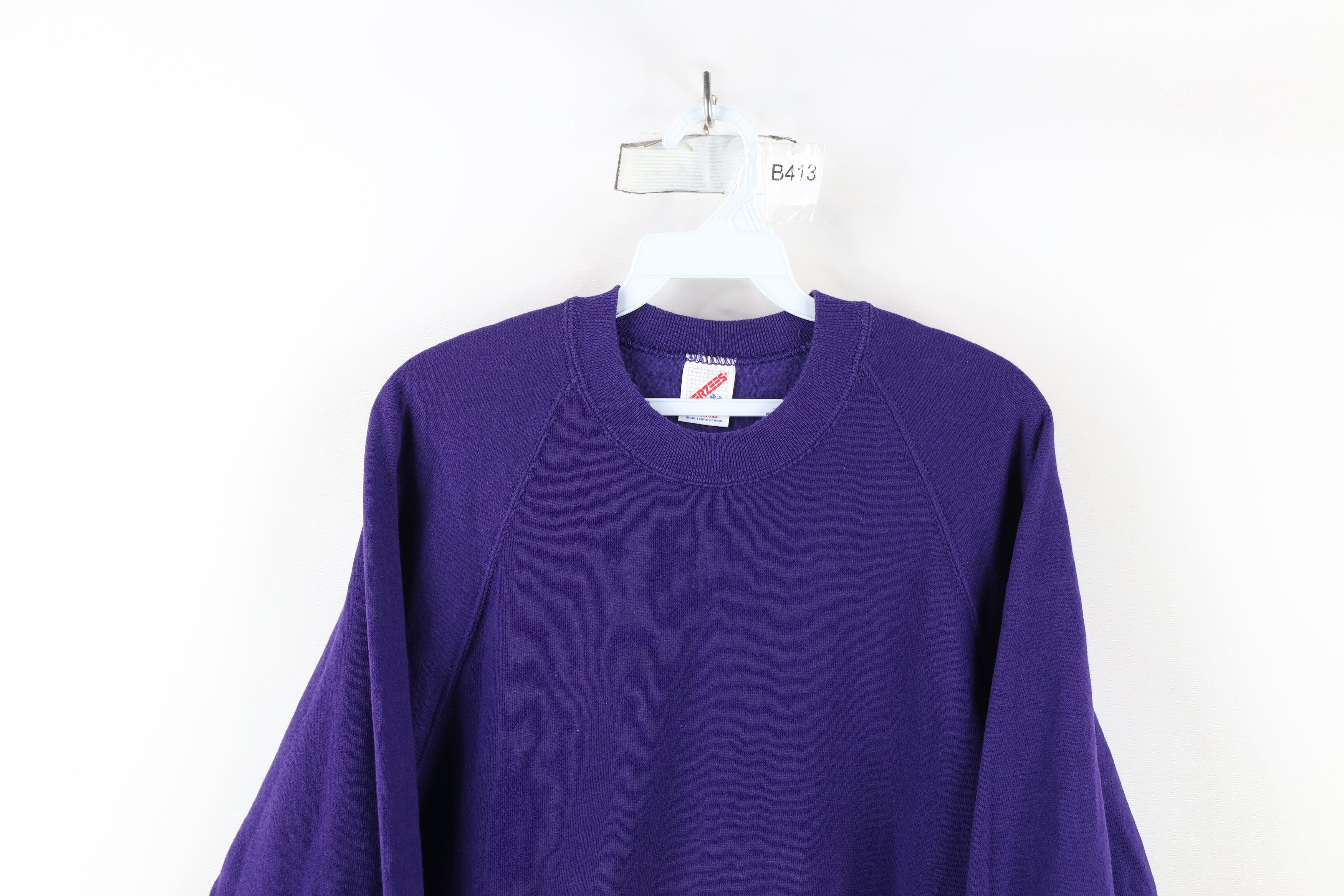 Vintage Vintage 90s Streetwear Blank Crewneck Sweatshirt Purple USA Size M / US 6-8 / IT 42-44 - 2 Thumbnail