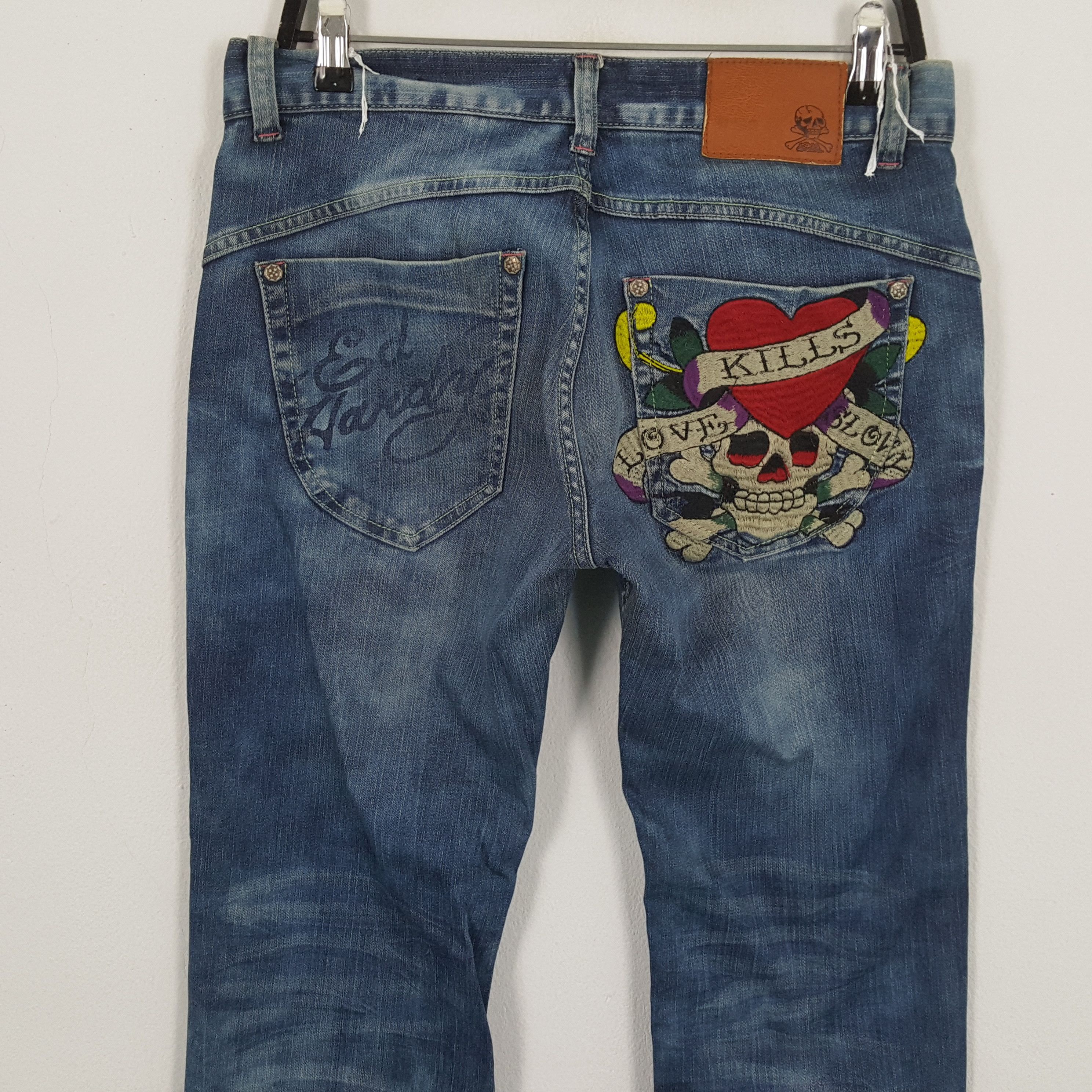Christian Audigier × Ed Hardy × Vintage ED HARDY Skulls Design Rock Punk Streetwear Style Jeans Size US 32 / EU 48 - 2 Thumbnail