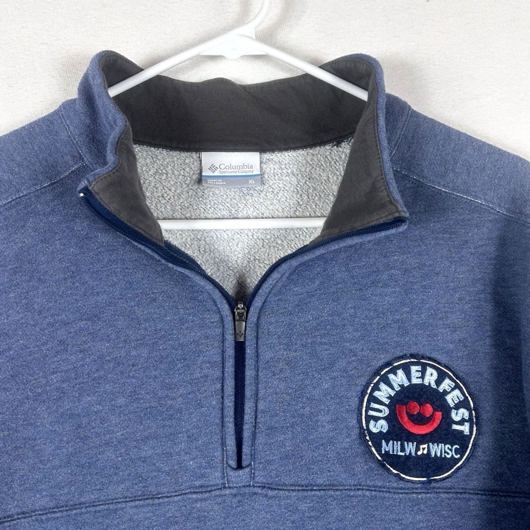 Vintage Columbia Sweatshirt Mens XL Blue 1/4 Zip Long Sleeve Music Summer Fest Vintage: No Size US XL / EU 56 / 4 - 2 Thumbnail