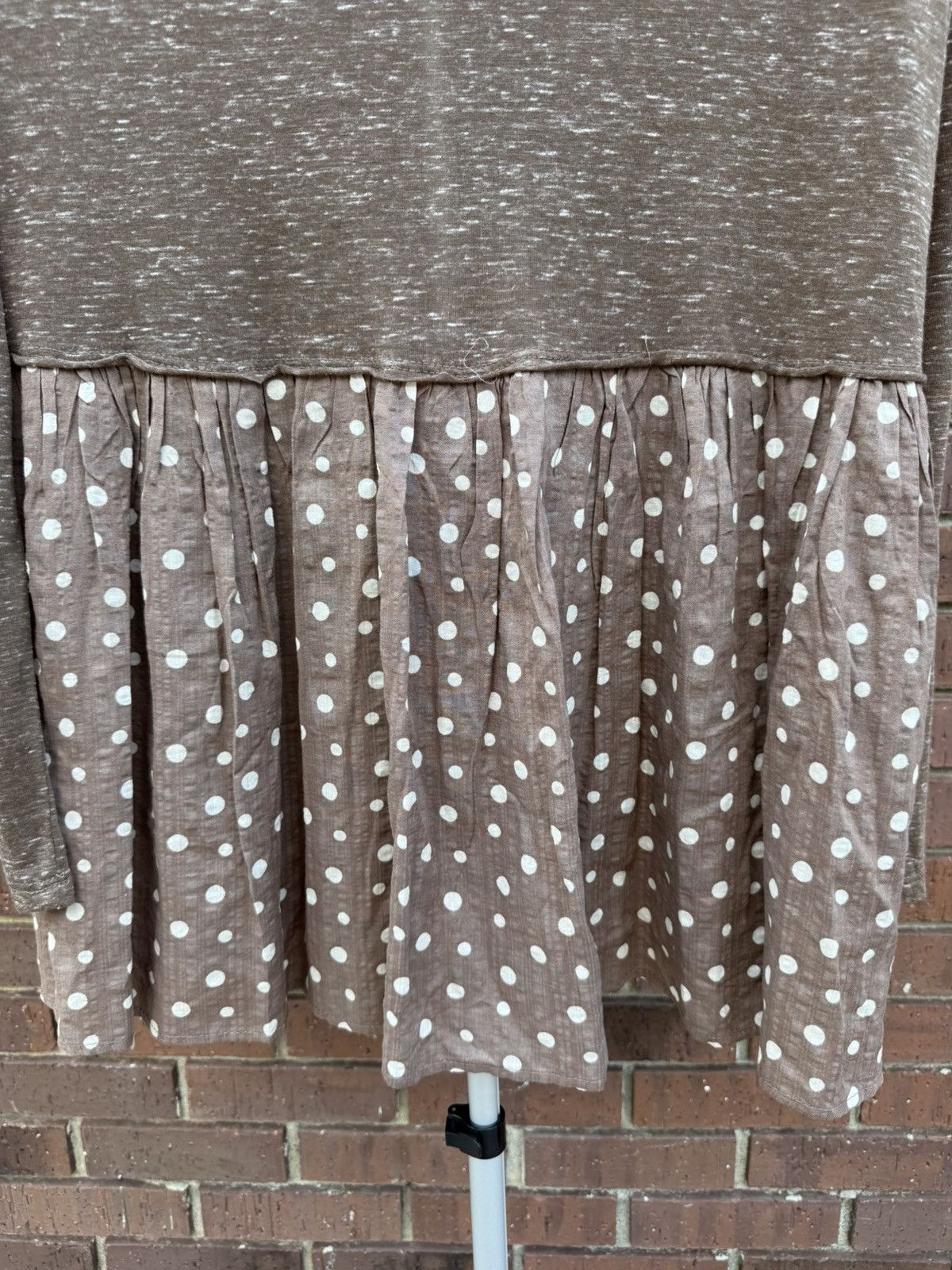 Other Bucket List Babydoll Long Sleeve Top Blouse Brown Polka Dots Size S / US 4 / IT 40 - 3 Thumbnail