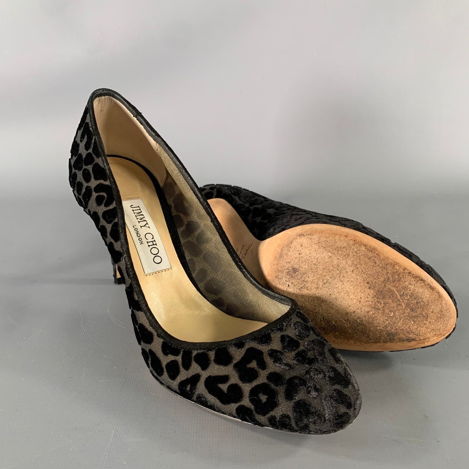 Jimmy Choo JIMMY CHOO Size 9 Black Devore Leopard Round Toe Pumps Size US 9 / IT 39 - 5 Thumbnail