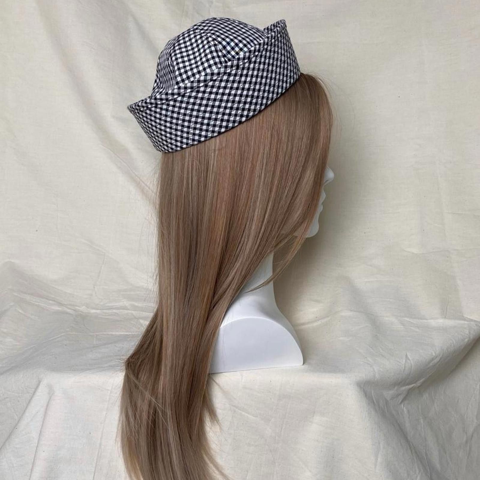 Japanese Brand Retro Black White Plaid Beret Sailor Hat Y2K French Girl OS Size ONE SIZE - 6 Thumbnail