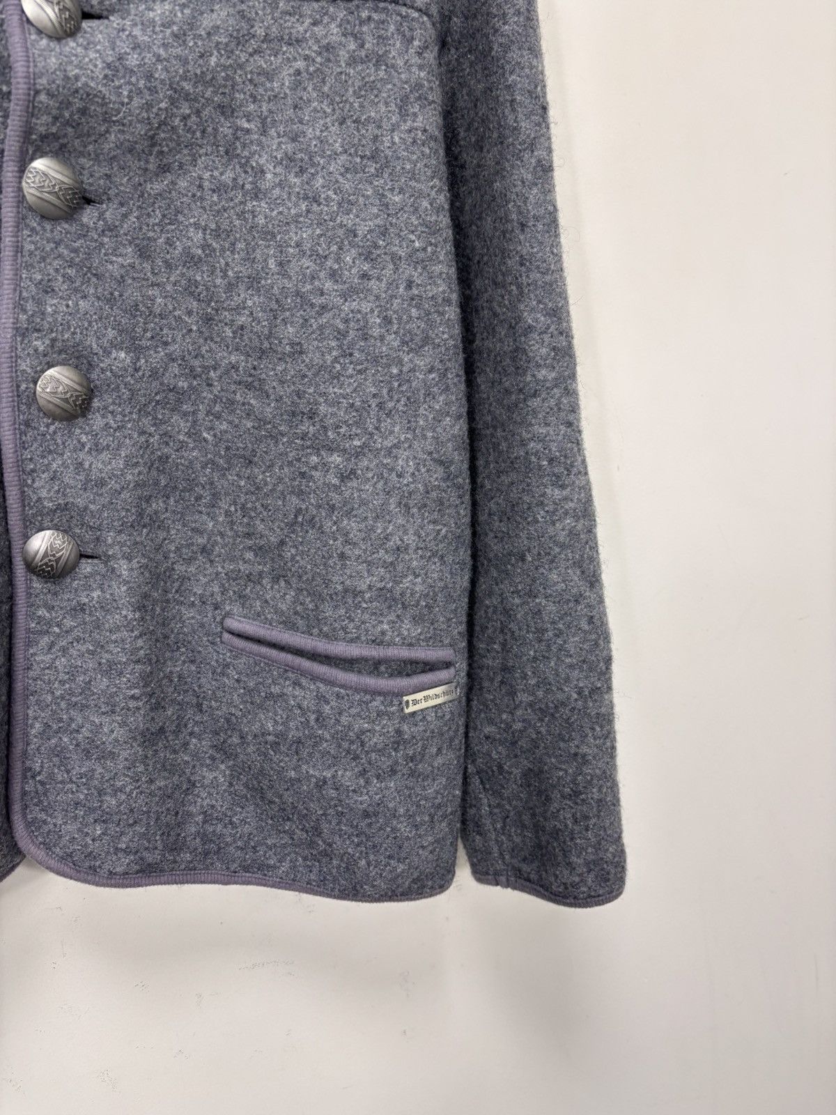 Other Vintage Der Wildschutz Trachten Grey Wool Cardigan Jacket Size L / US 10 / IT 46 - 7 Thumbnail