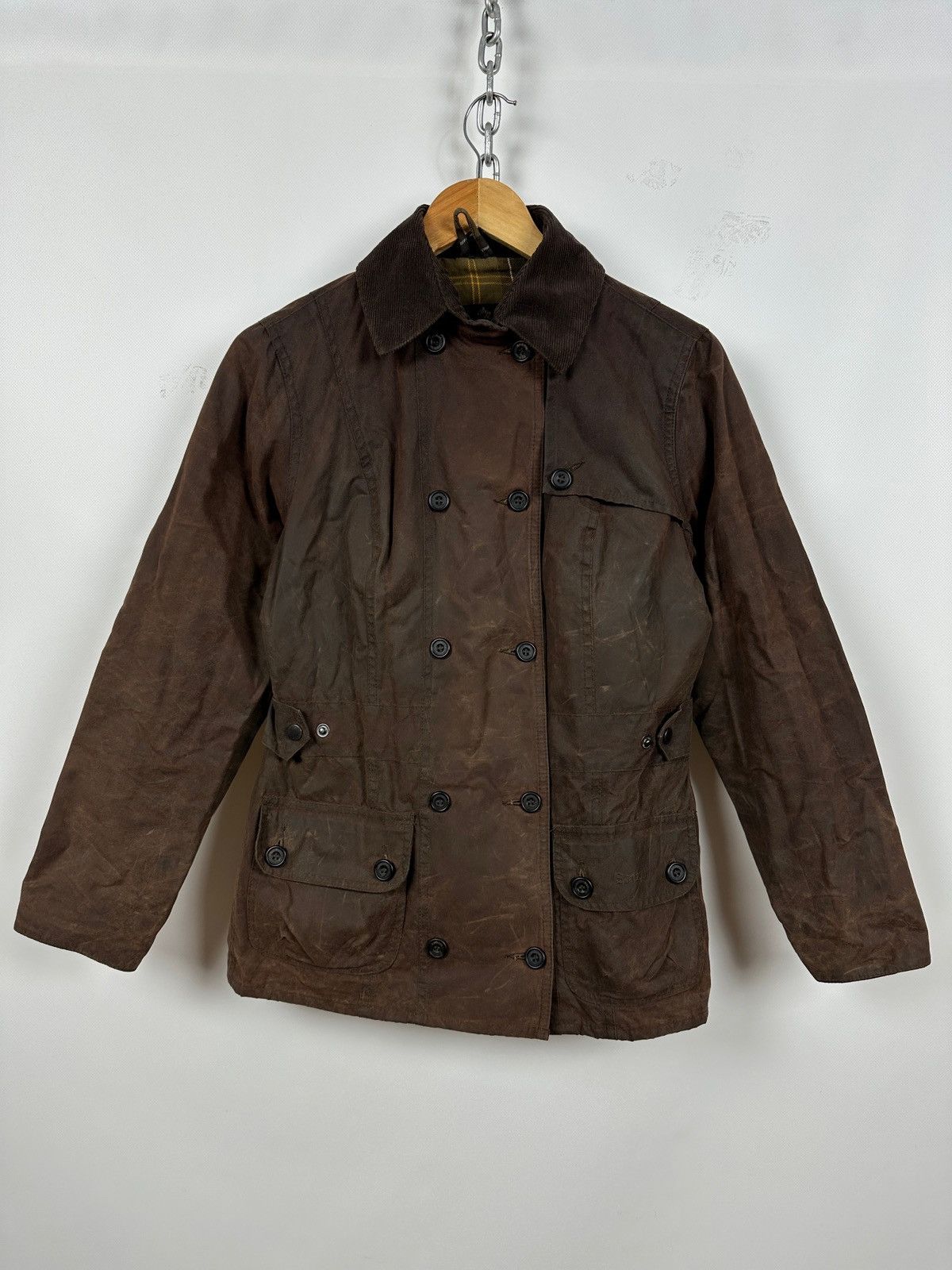 Barbour Double Breasted Brown Waxed Coat Jacket
