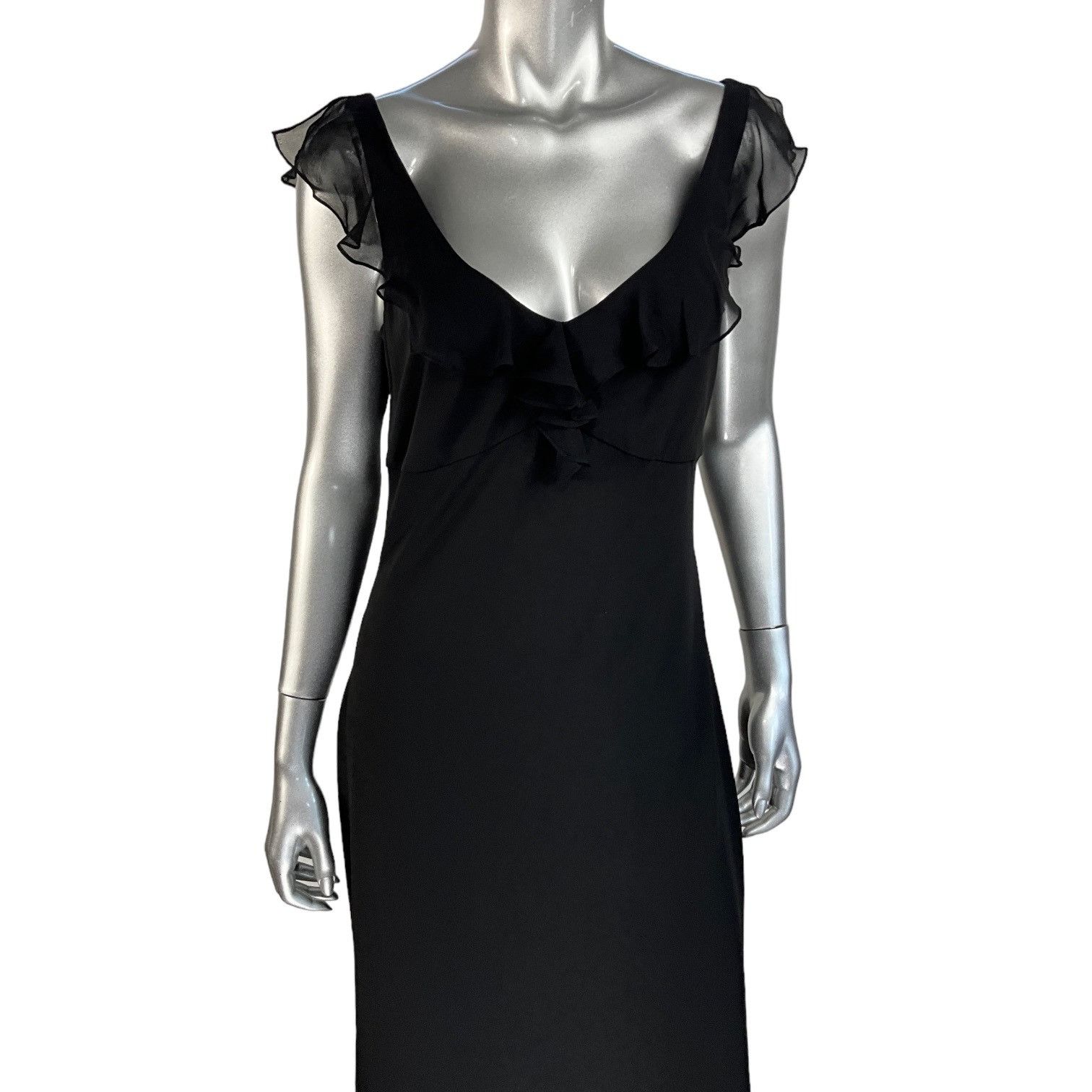 Elie Tahari Elie Tahari Maggie Silk Blend Black Midi Dress Size XL / US 12-14 / IT 48-50 - 3 Thumbnail