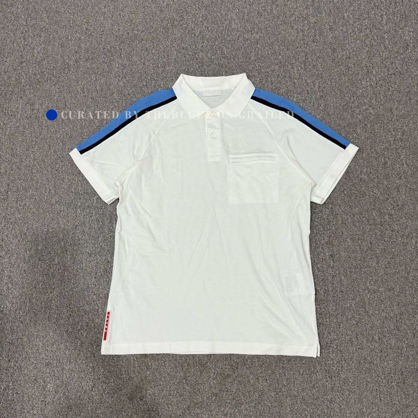 Prada Prada White Blue Short-Sleeve Polo Shirt Size US M / EU 48-50 / 2 - 1 Thumbnail