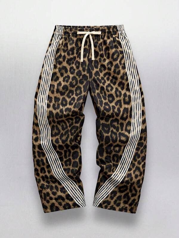 Japanese Brand Leopard Print Track Pants with Stripes Size US 34 / EU 50 - 1 Thumbnail