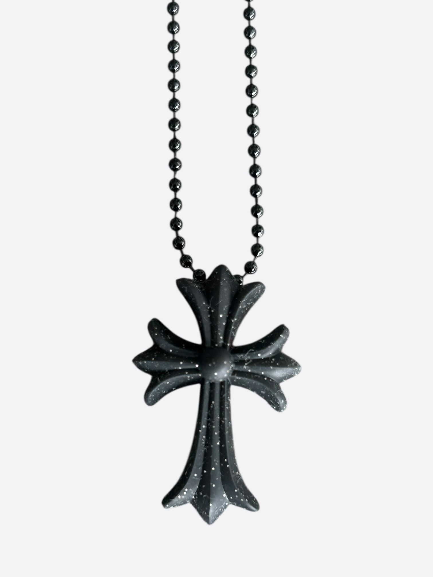 Chrome Hearts Chrome Hearts Black Glitter Silichrome Cross Necklace Size ONE SIZE - 1 Thumbnail