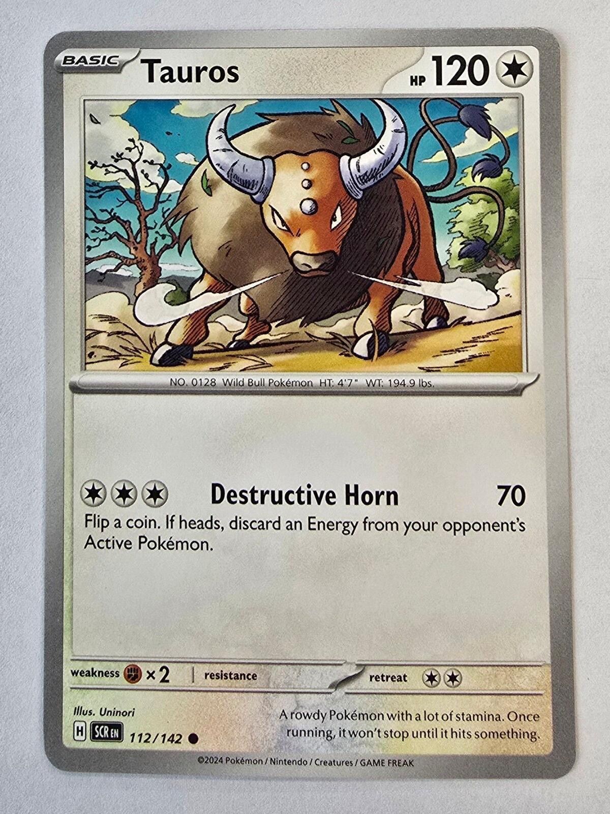 Pokemon Tauros 112/142 card from Stellar Crown Size ONE SIZE - 1 Thumbnail