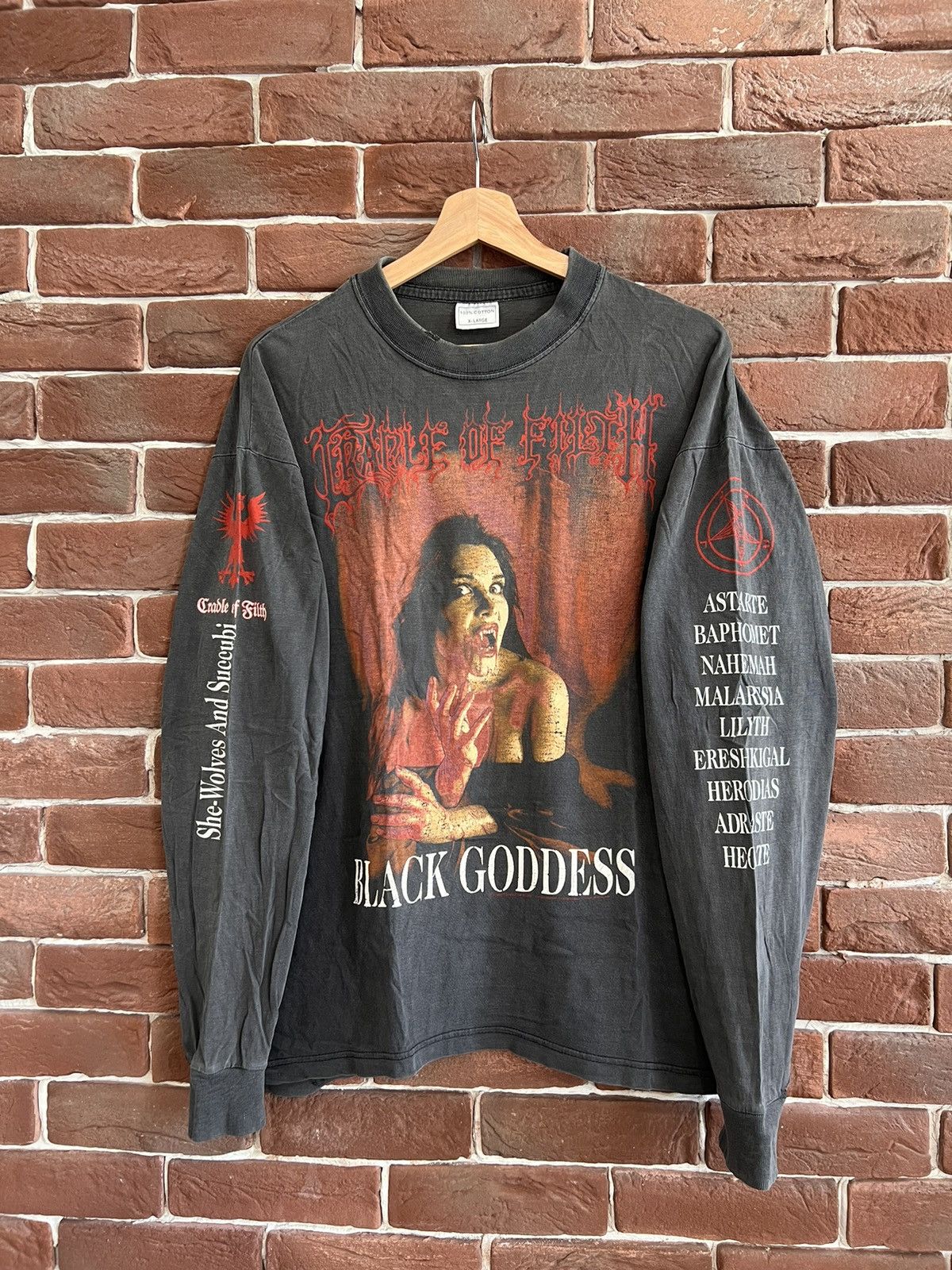 image of Band Tees x Grail Vintage 90's Cradle Of Filth Black Goddess Metal Band Tshirt, Men's (Size XL)