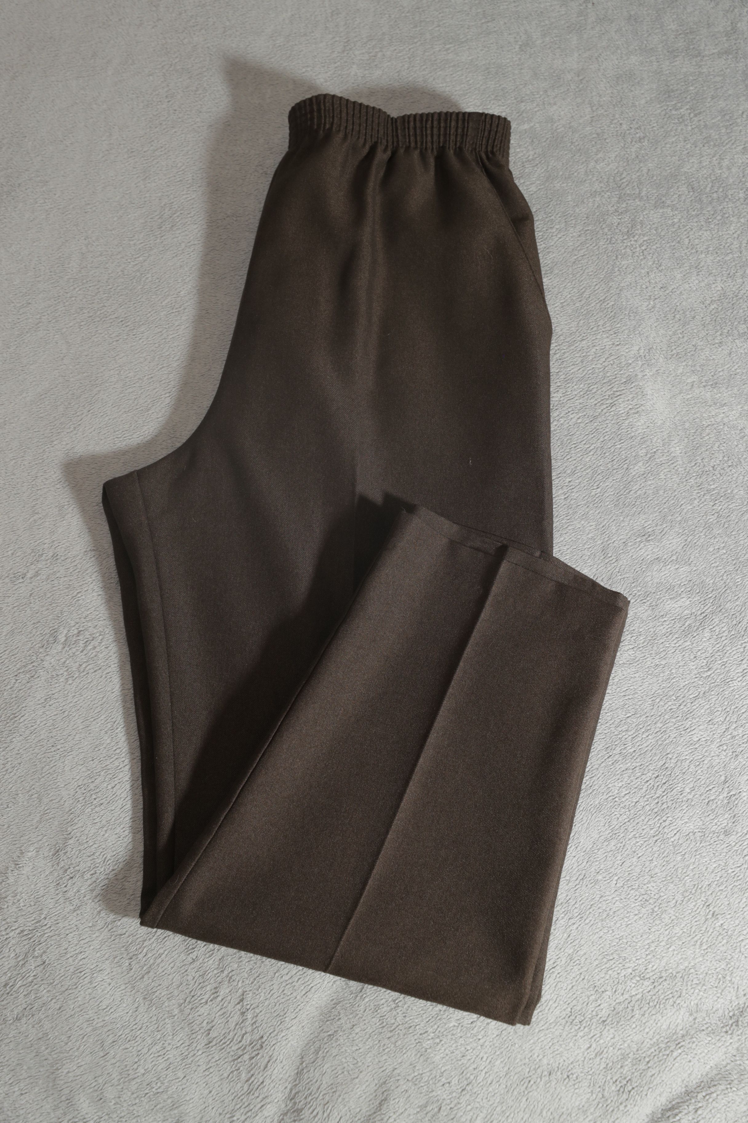 Vintage Briggs NY Brown Elastic Waistband Pleated Trousers (16) Size 38" / US 16 / IT 52 - 3 Thumbnail