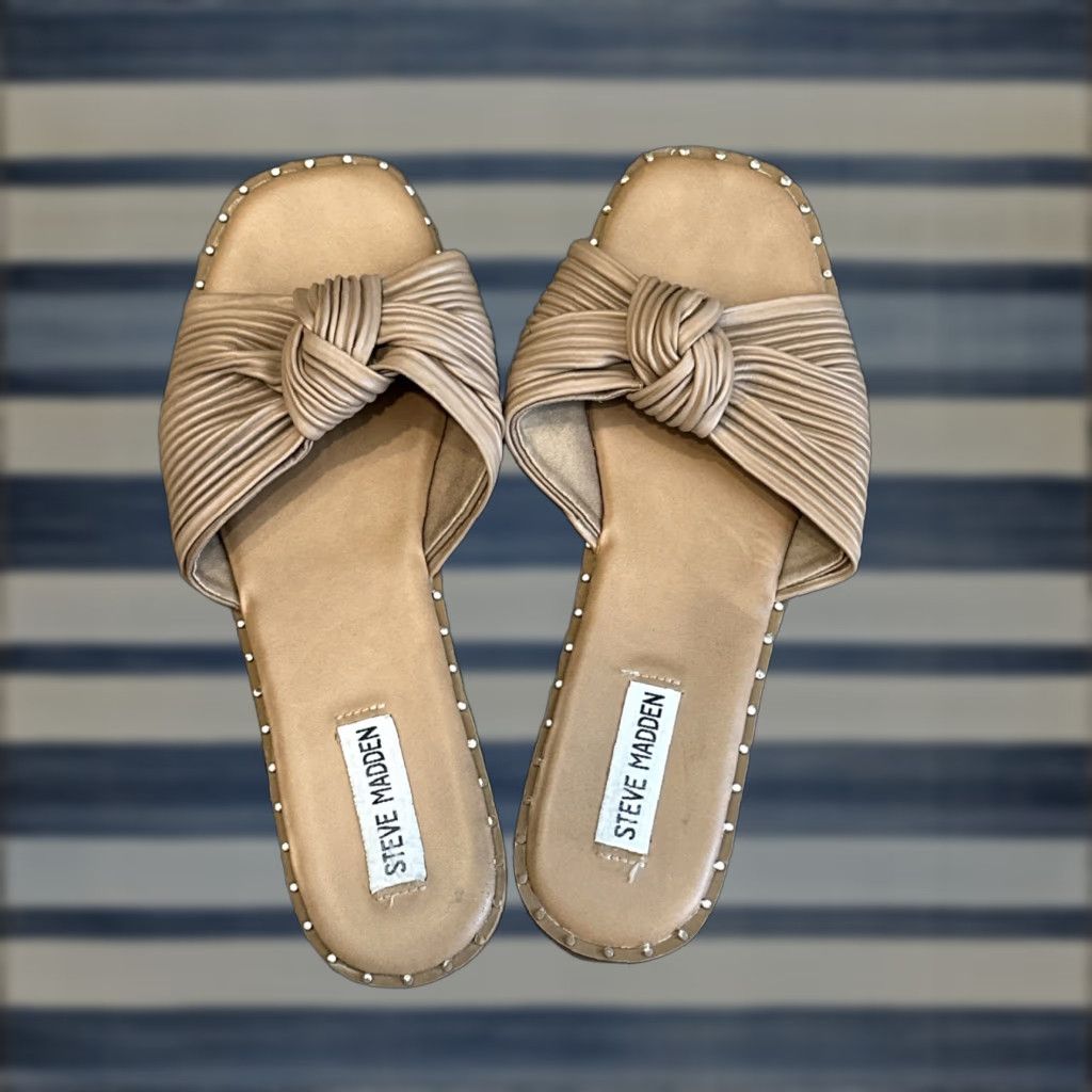 Steve Madden STEVE MADDEN Women’s Flat Sandals Slip On Knot Bow Cushioned Brown 9.5 Size US 9.5 / IT 39.5 - 1 Thumbnail