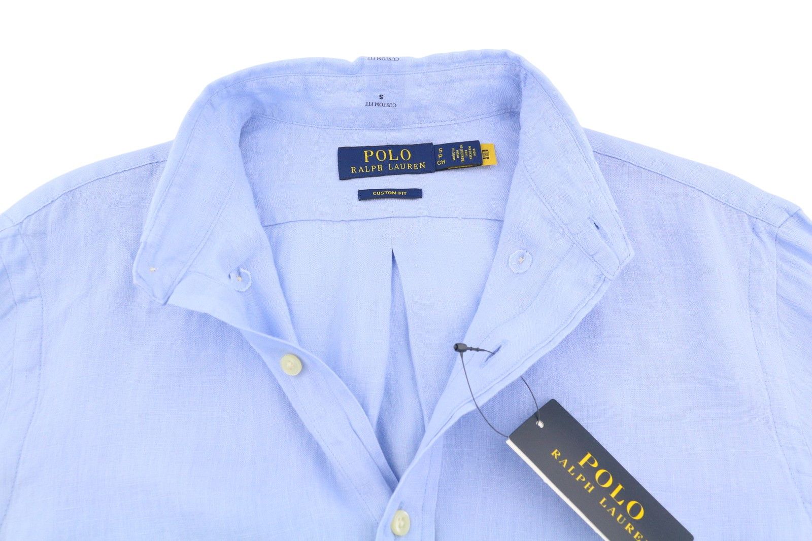 Ralph Lauren S Blue Linen Custom Fit Button-Down Neck Logo 87001 Size US S / EU 44-46 / 1 - 4 Thumbnail