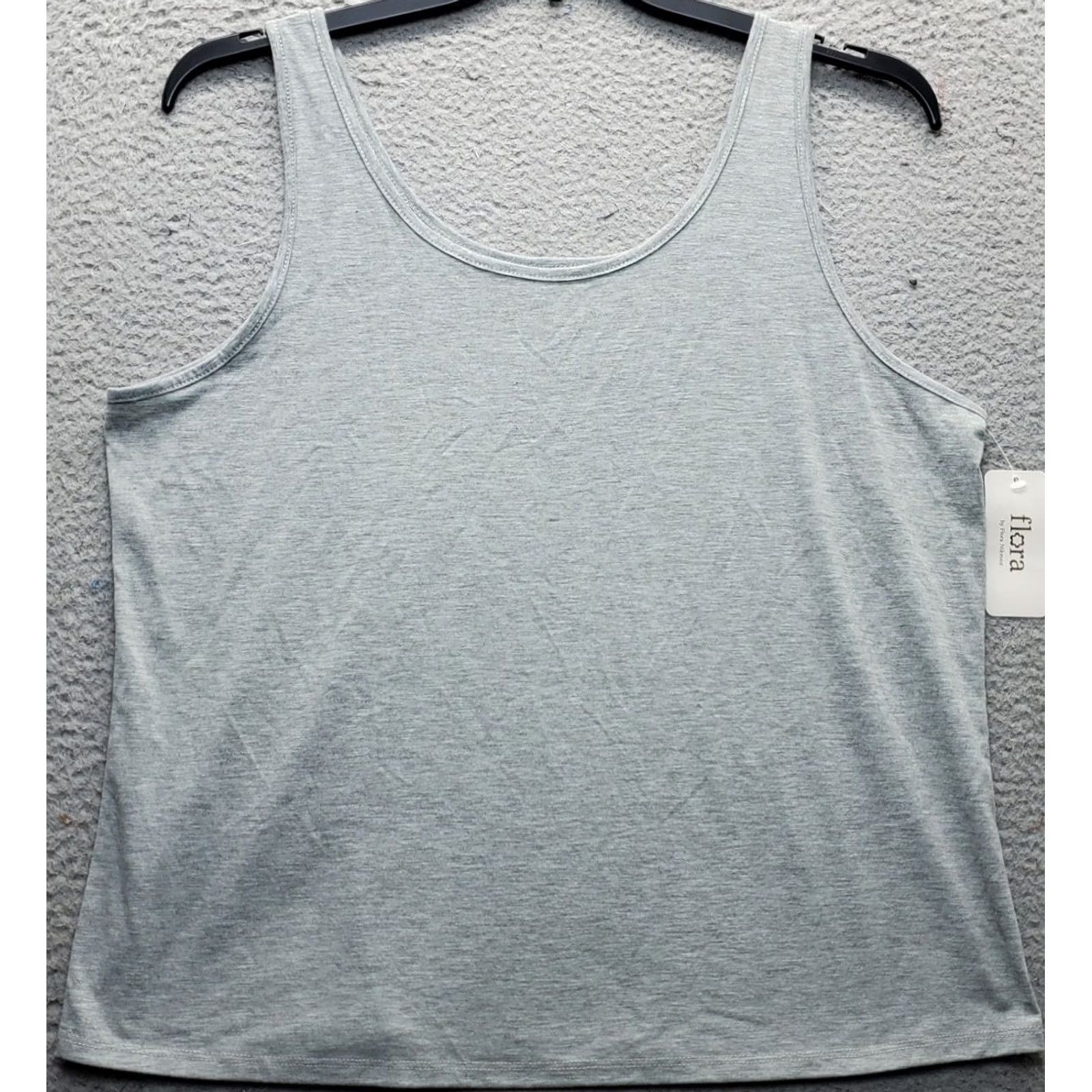Vintage Flora Nikrooz Tank Top Womens XL Gray Wide Strap Round Neck Workout Pullover Tank (Womens XL, Gray, Sleeveless) Size XL / US 12-14 / IT 48-50 - 2 Thumbnail