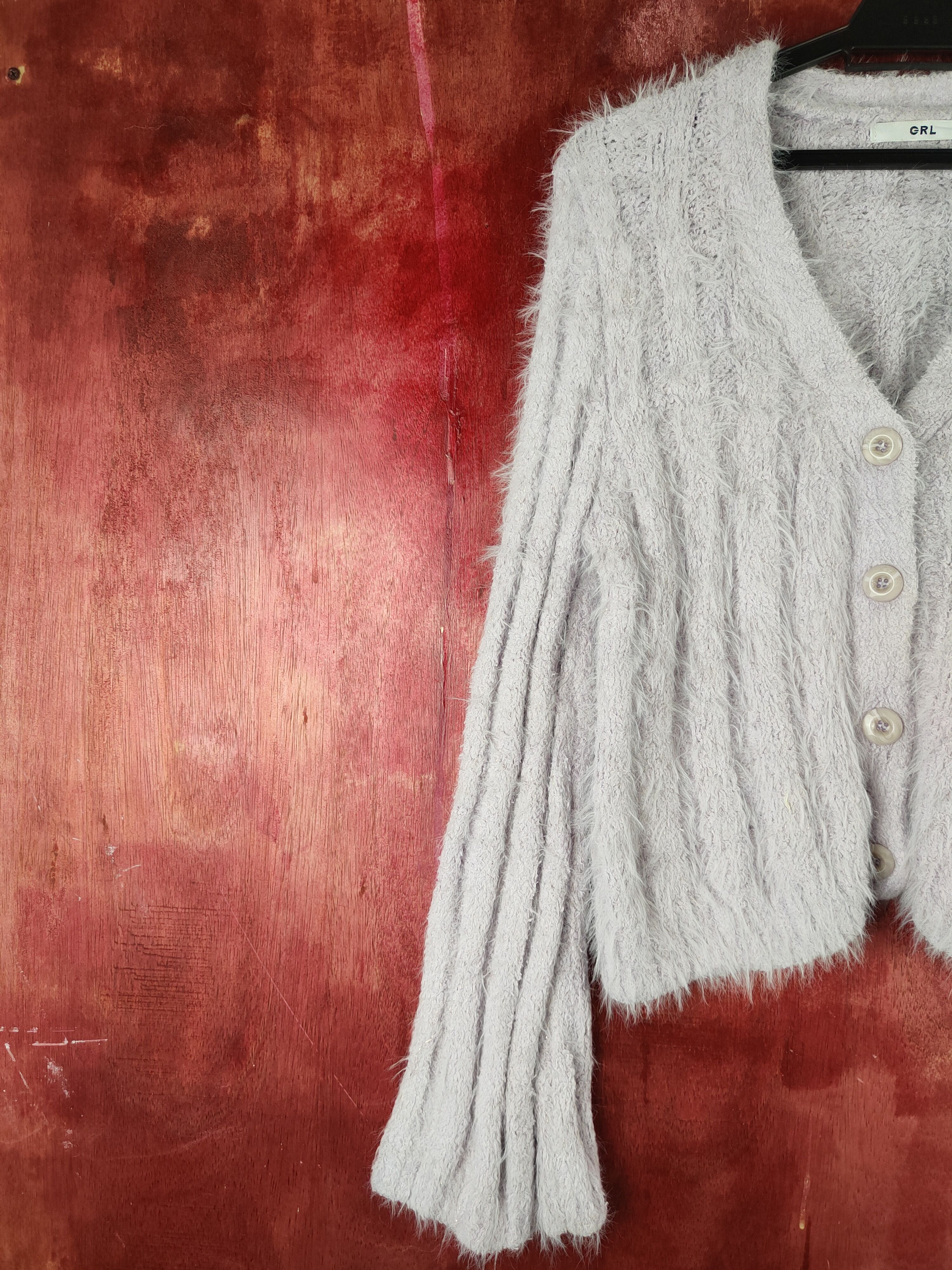 Vintage Artists GRL Light Purple Fur Mohair Knitwear Cardigan Size M / US 6-8 / IT 42-44 - 3 Thumbnail