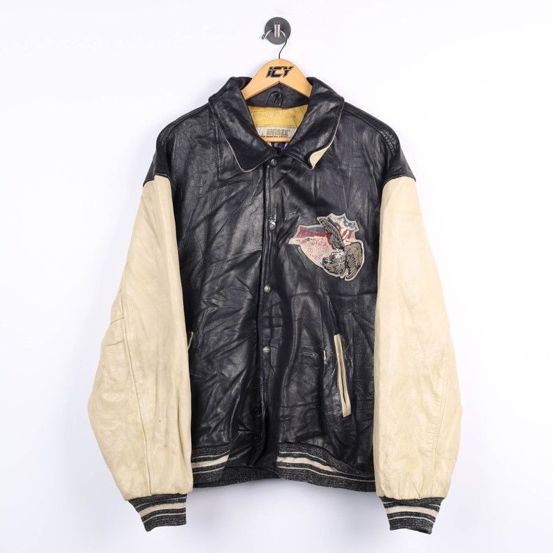 Avirex AVIREX leather jacket, vintage 90s hip hop 1990s varsity XXL Size US XXL / EU 58 / 5 - 2 Thumbnail