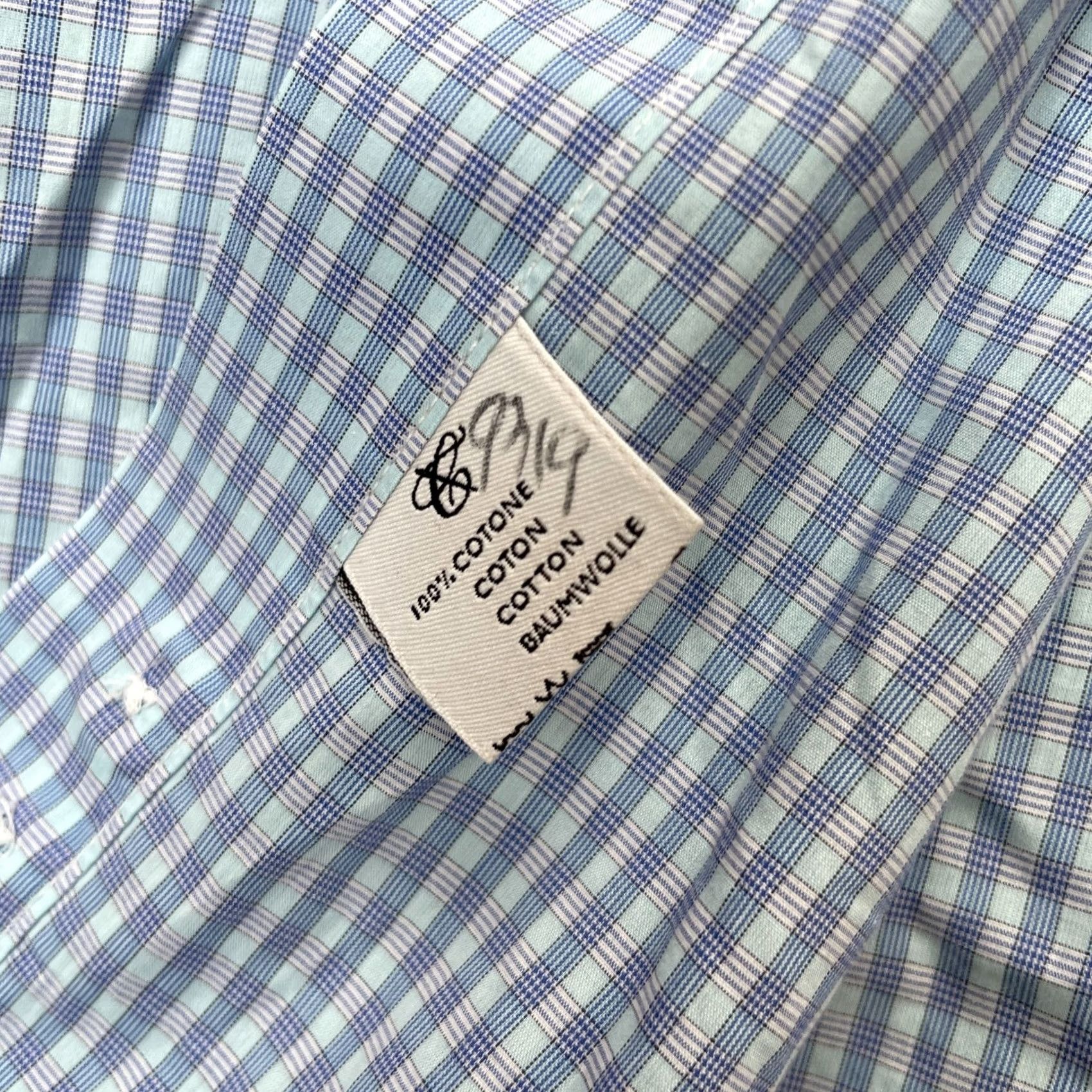 Canali Canali Shirt Mens 38 Blue Dress Tattersall Check Cotton Formal Oxford Button Up Size 38R - 7 Thumbnail