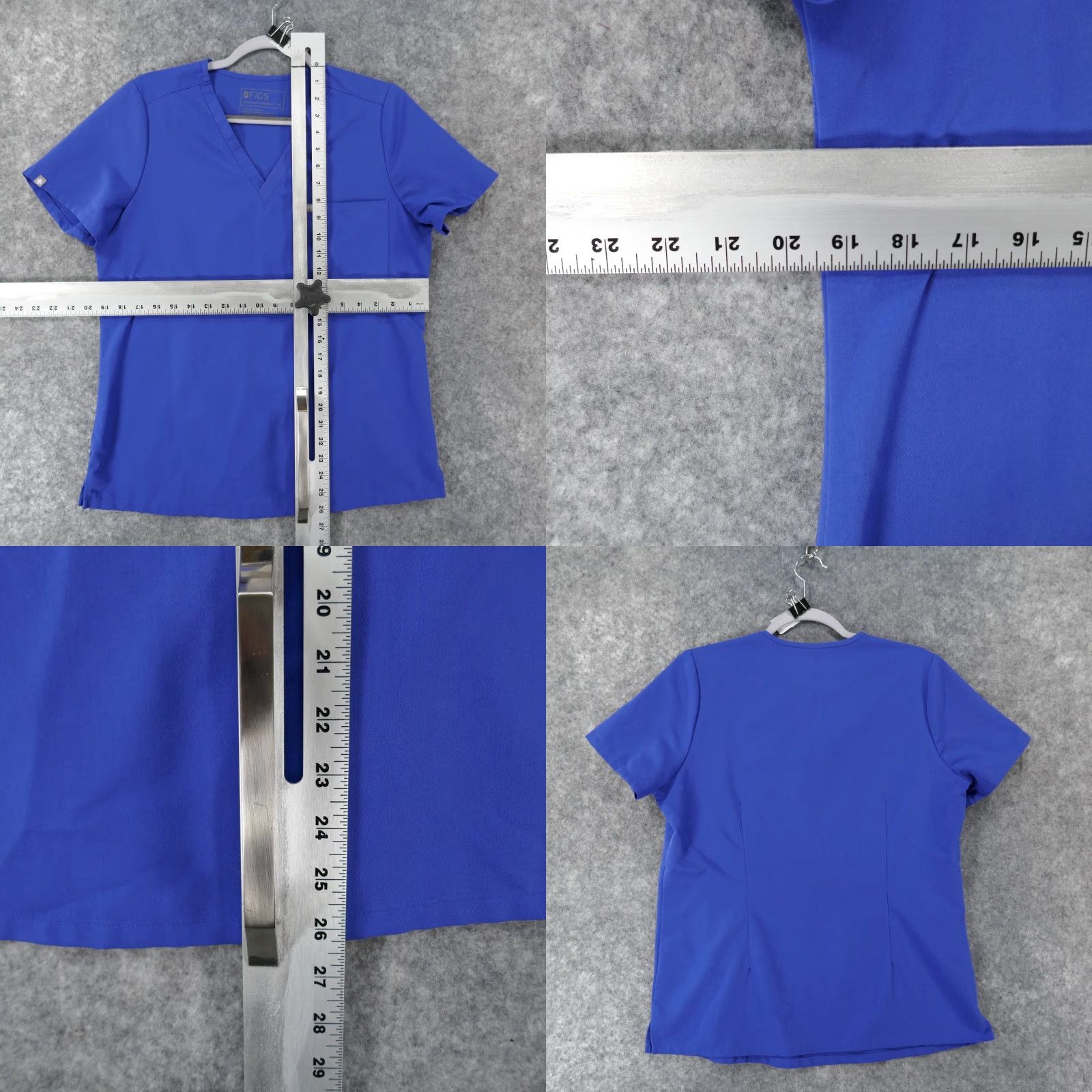 Vintage Figs Scrub Top Womens Medium Short Sleeve Blue w Pockets Size M / US 6-8 / IT 42-44 - 8 Thumbnail