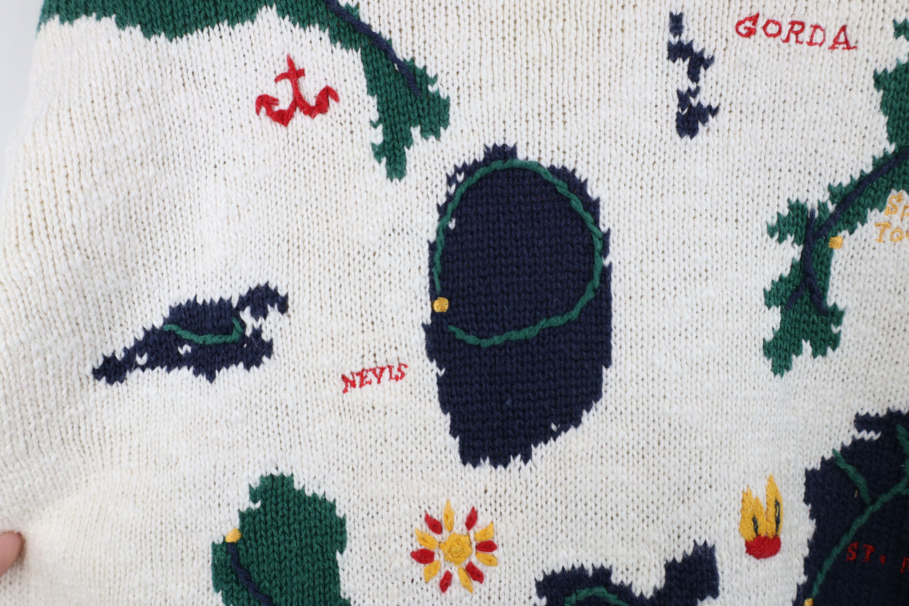 Vintage Vintage 90s Streetwear Island Map Knit Crewneck Sweater Size L / US 10 / IT 46 - 8 Thumbnail