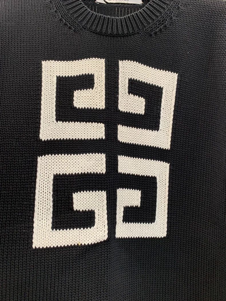 Givenchy Givenchy Black Distressed Large Logo Knitwear Sweater, Siz Size US M / EU 48-50 / 2 - 5 Thumbnail