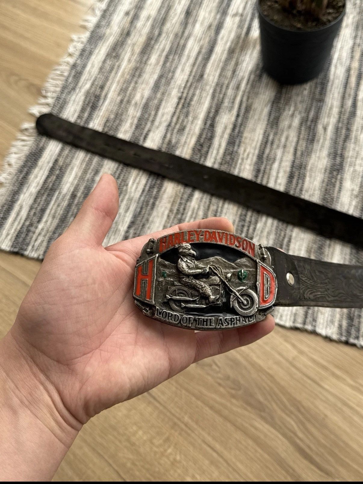 Harley Davidson Vintage Harley Davidson 1992 USA Biker Logo Belt Size 32 - 2 Thumbnail