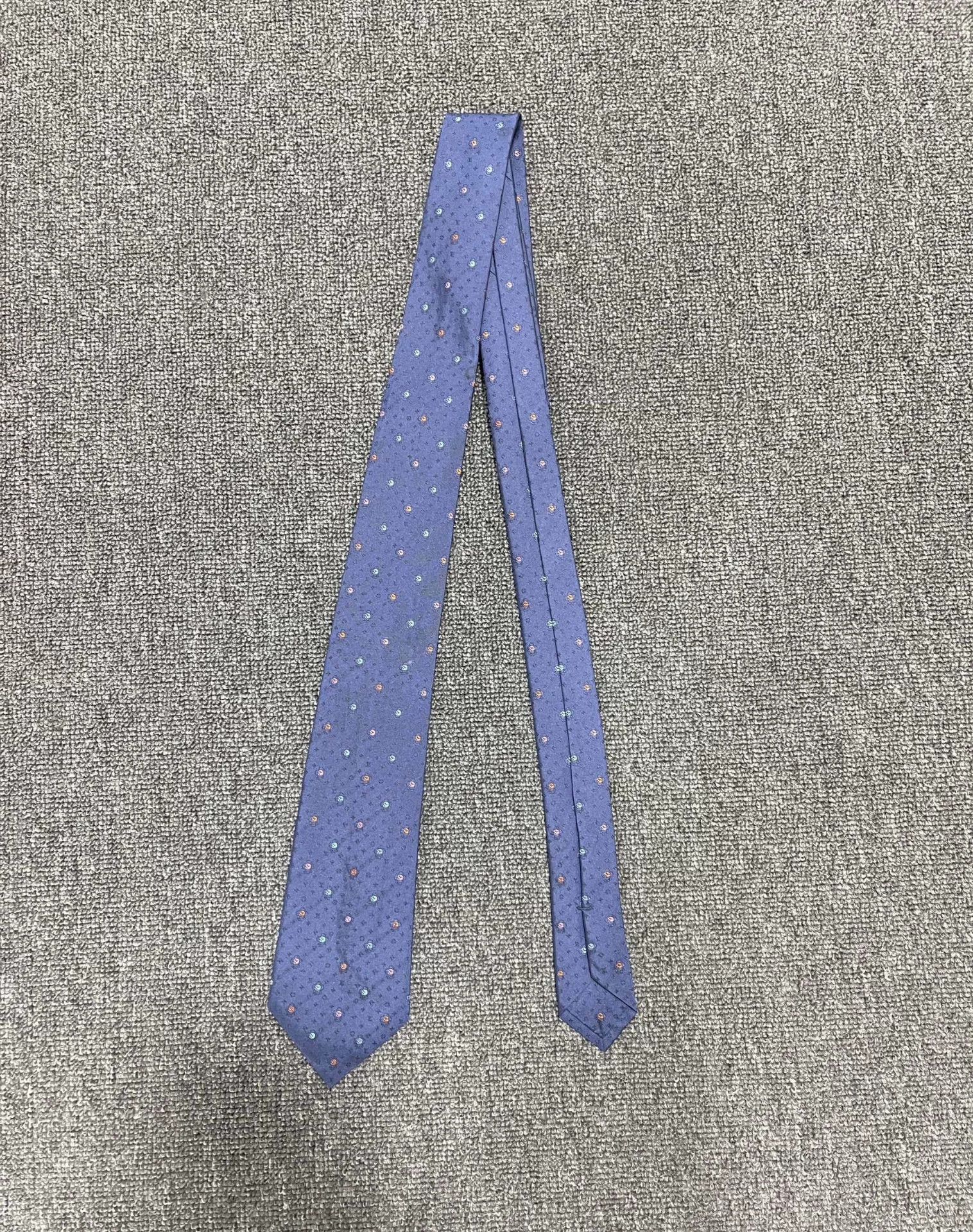 Louis Vuitton LV blue silk embroidery all over tie Size ONE SIZE - 3 Thumbnail