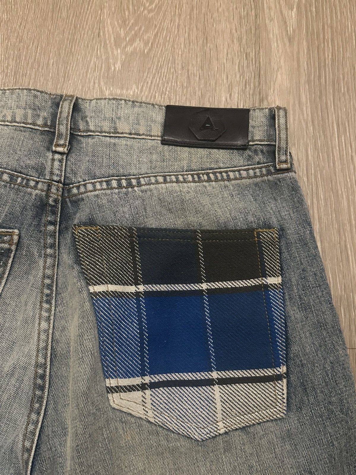 Other Abrand Distressed Patchwork Light Wash Denim Jeans Size US 32 / EU 48 - 5 Thumbnail
