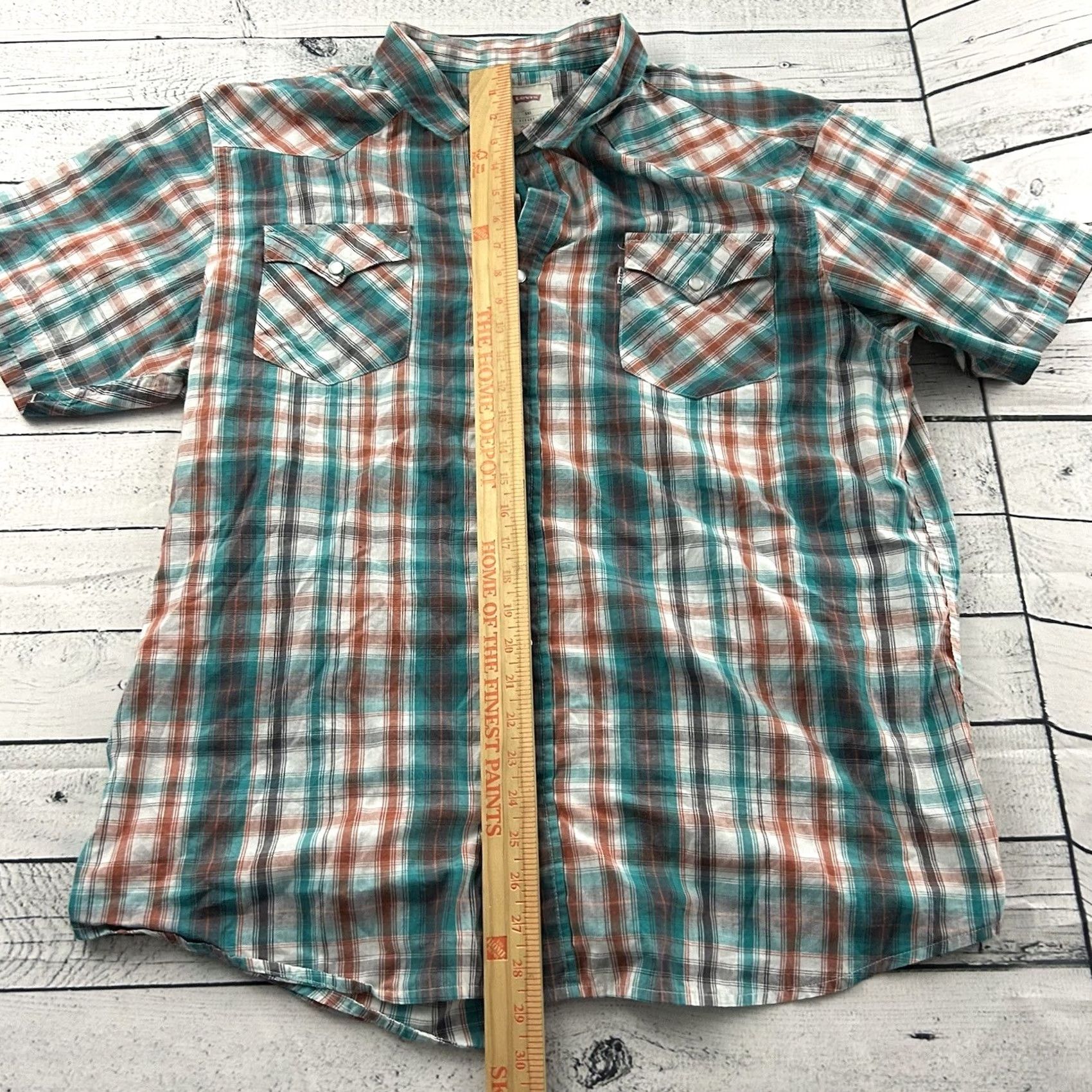 Levi's Levi's Short Sleeve Plaid Pearl Snap Button Front Shirt Mens XXL Red Blue Button-Up Casual Shirts Mens XXL Red Blue Plaid Snap Front Size US XXL / EU 58 / 5 - 4 Thumbnail