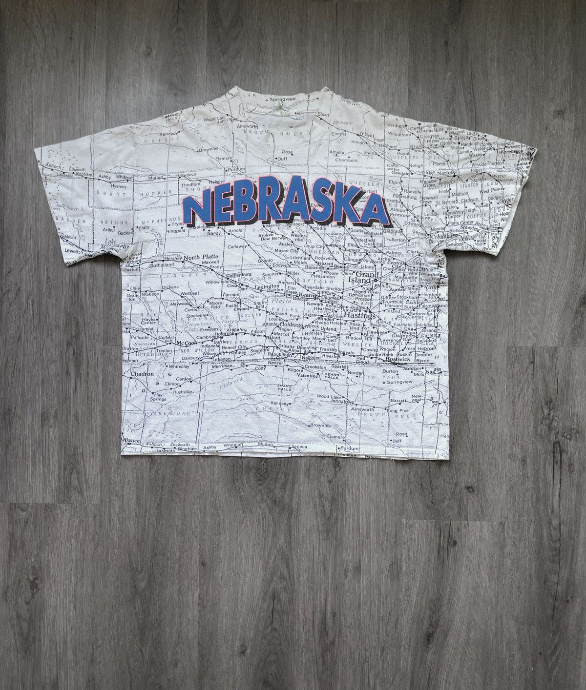 Vintage Vintage AOP Nebraska “Map” Graphic T-Shirt (Sz. L) Size US L / EU 52-54 / 3 - 1 Thumbnail