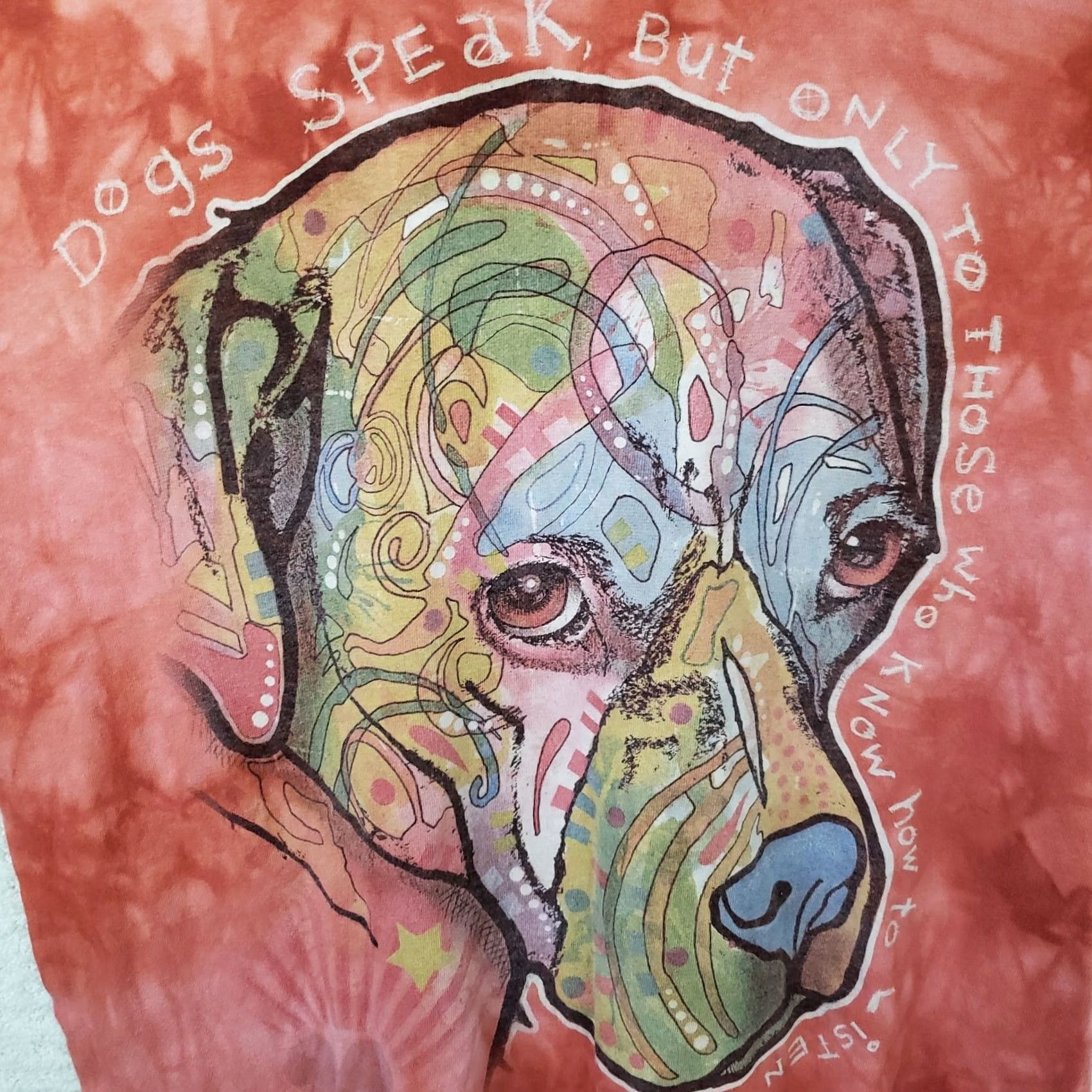 The Mountain VINTAGE The Mountain T-Shirt Men L Red Tie Dye Dog Face Wearable Art Short Sleeve Unisex Size US L / EU 52-54 / 3 - 5 Thumbnail