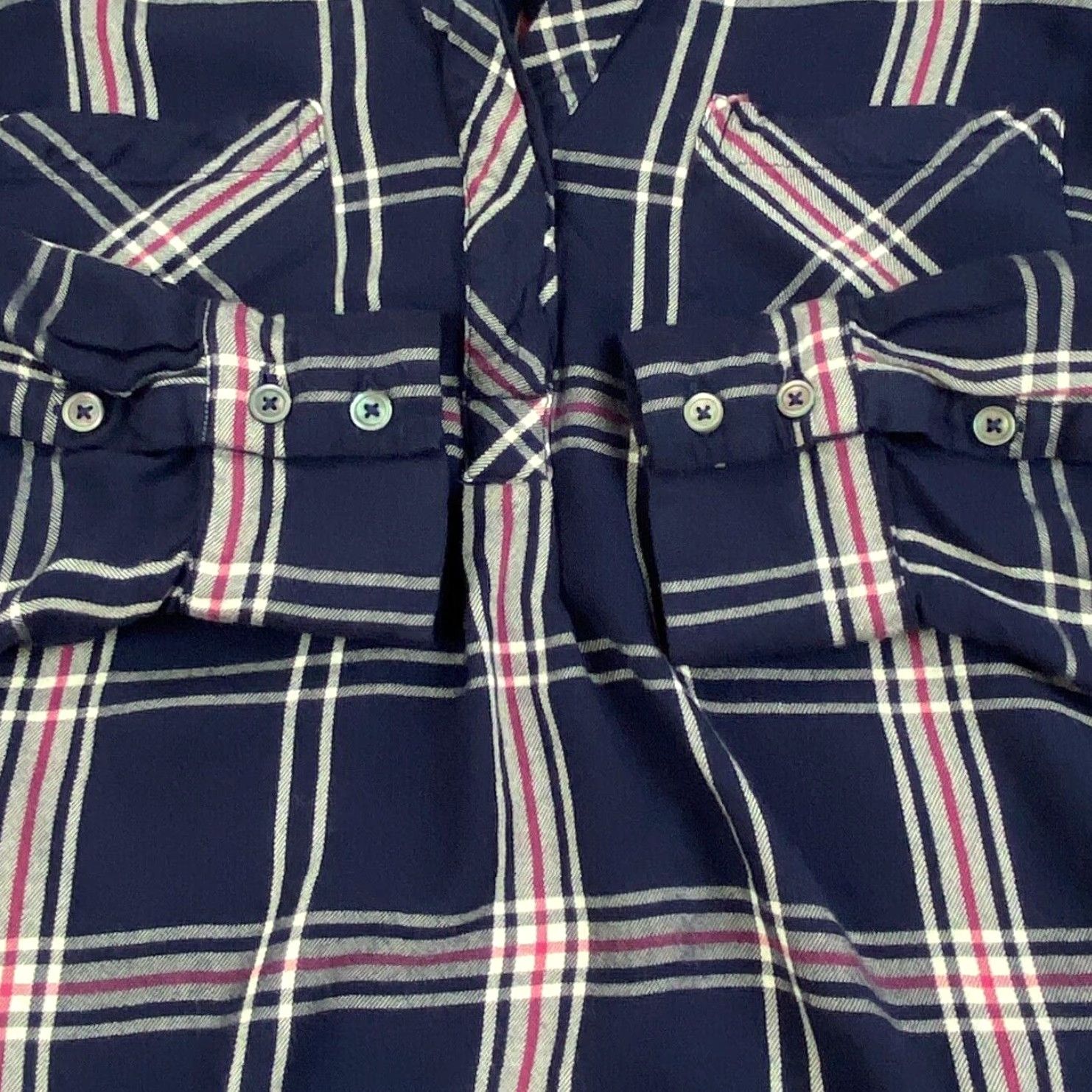 Joie Soft Joie Womens Plaid Flannel Shirt Blue Pink XS Long Sleeve Roll Tab Top Size XS / US 0-2 / IT 36-38 - 5 Thumbnail