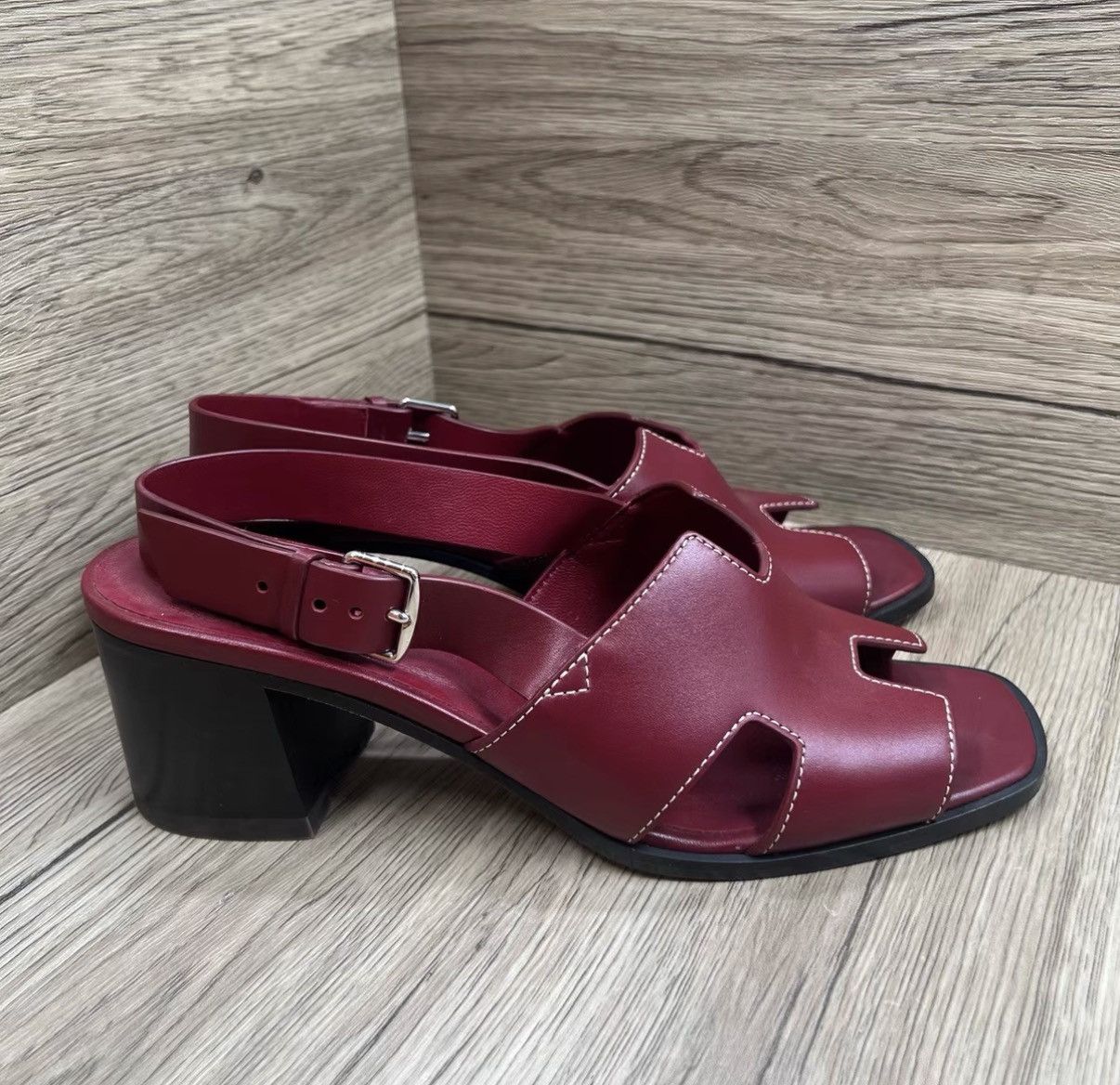 Hermes Hermès Red High Heel Sandals J41 Size US 10 / IT 40 - 4 Thumbnail