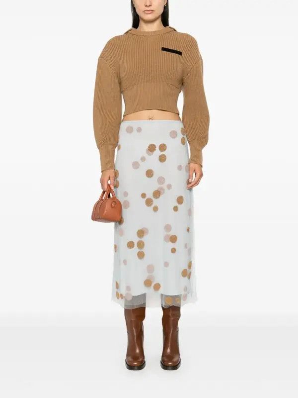 Fendi o1loc1c0126 Embroidered Midi Skirt in Clear Blue Size 27" / US 4 / IT 40 - 4 Thumbnail