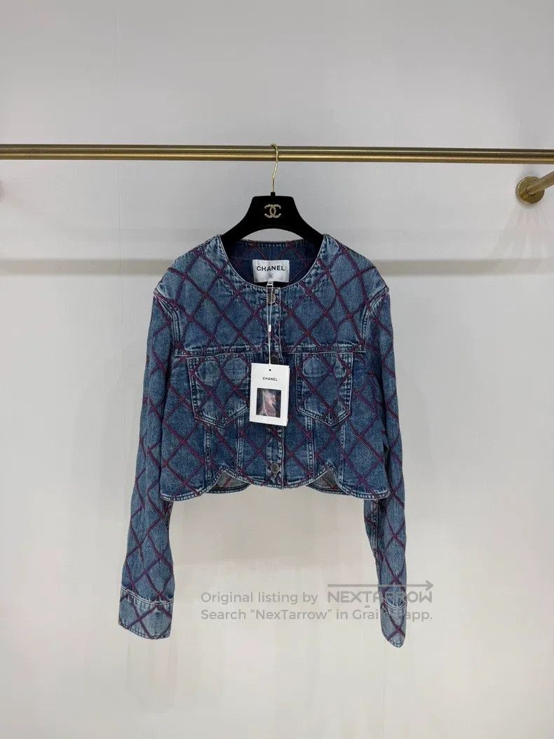Chanel Chanel 22M diamond checkered denim jacket Size XS / US 0-2 / IT 36-38 - 1 Thumbnail