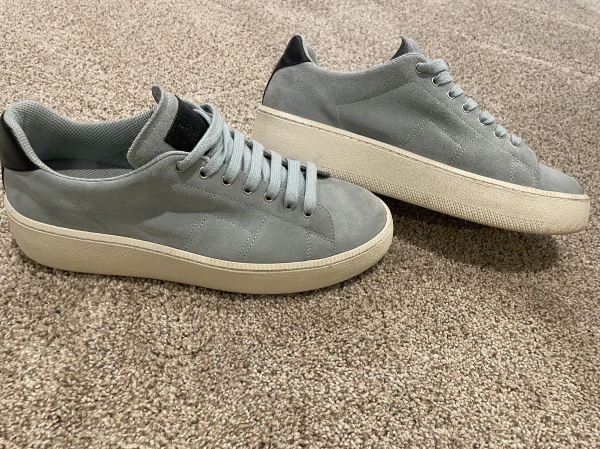 image of Maison Margiela Blue Suede Platform Sneaker in Baby Blue, Men's (Size 13)