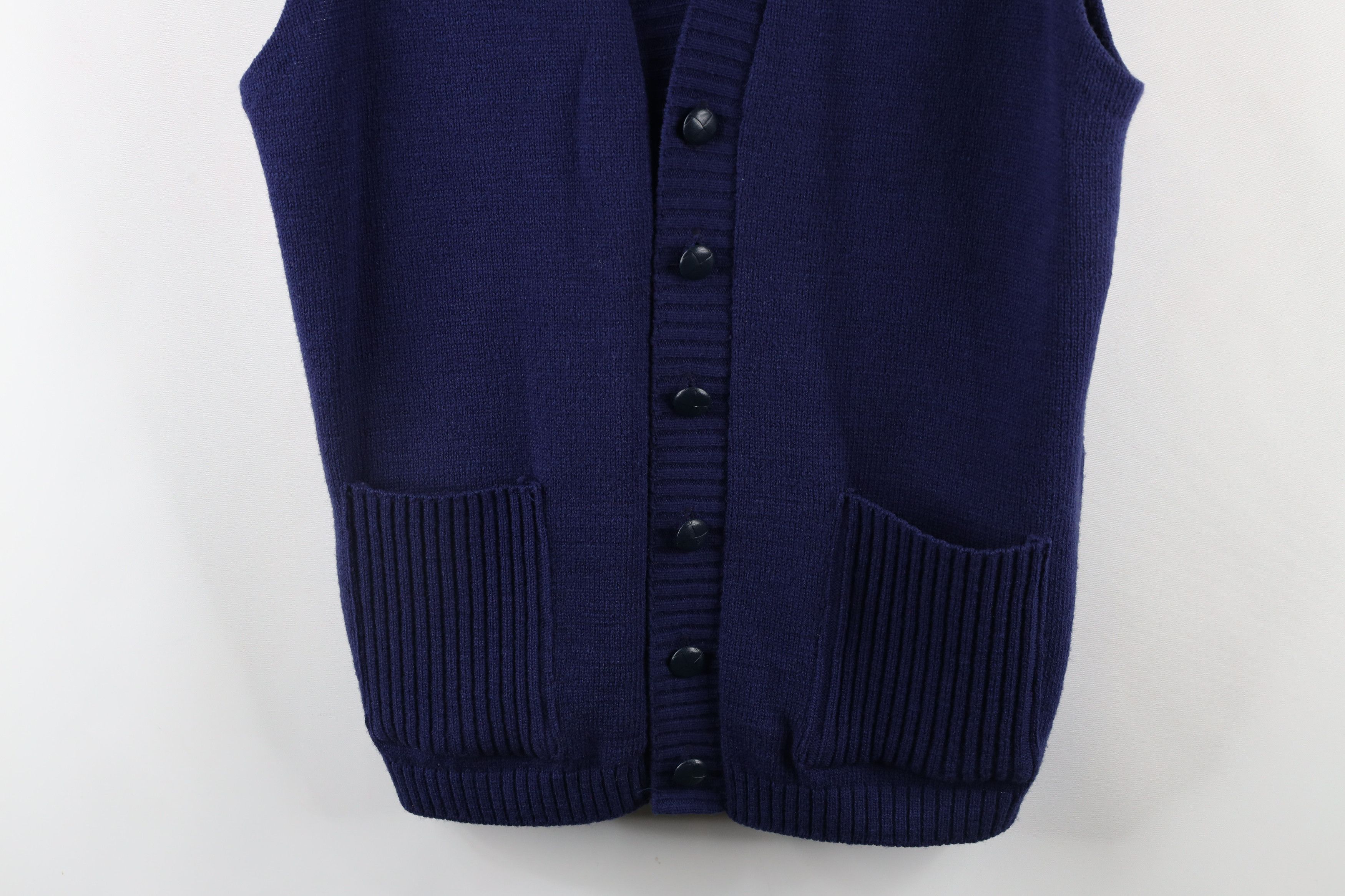 Vintage Vintage 60s 70s Streetwear Cardigan Sweater Vest Navy Blue Size US XL / EU 56 / 4 - 3 Thumbnail