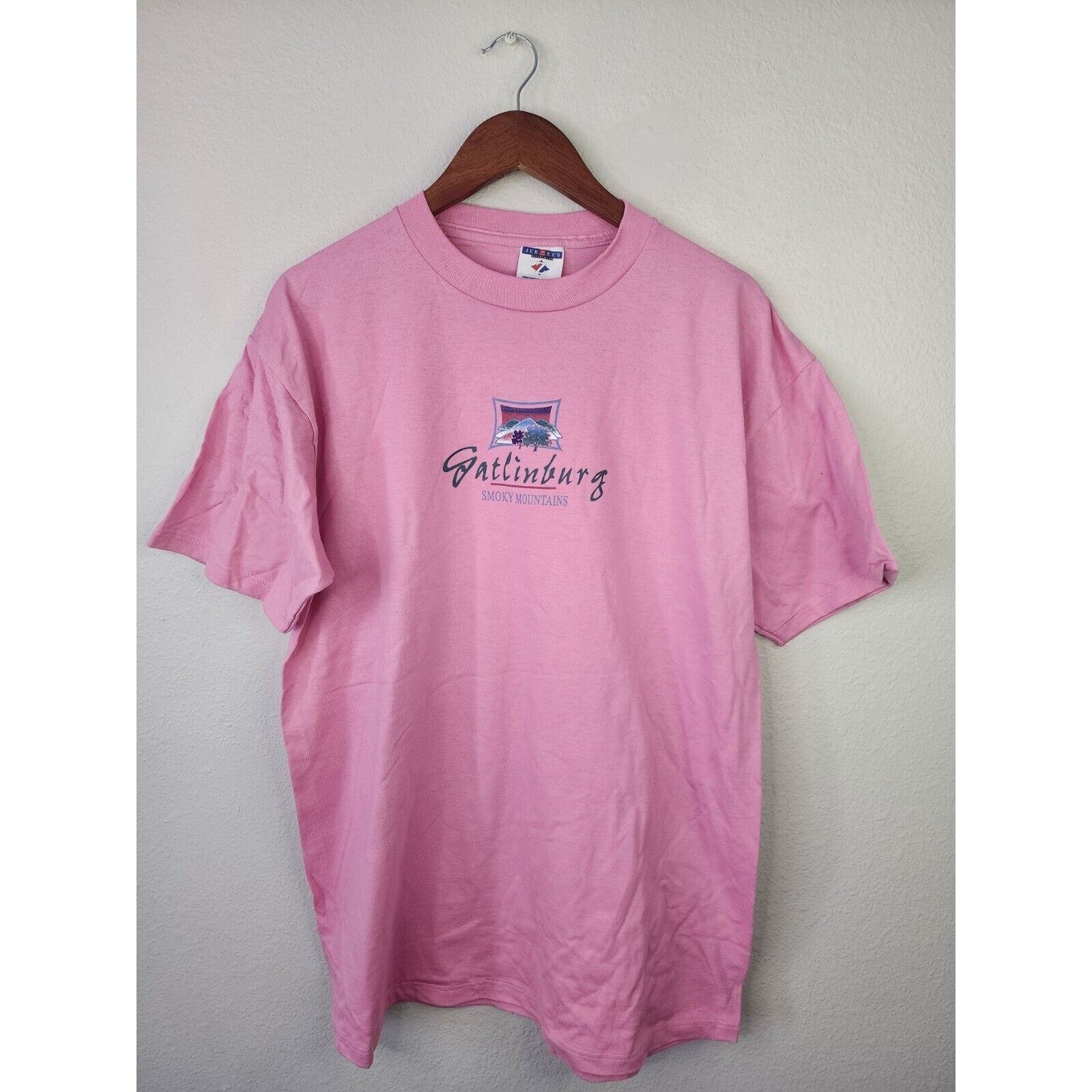 Jerzees Vintage Gatlinburg Shirt Smoky Mountains Pink 90s T-Shirt L Size US L / EU 52-54 / 3 - 1 Thumbnail