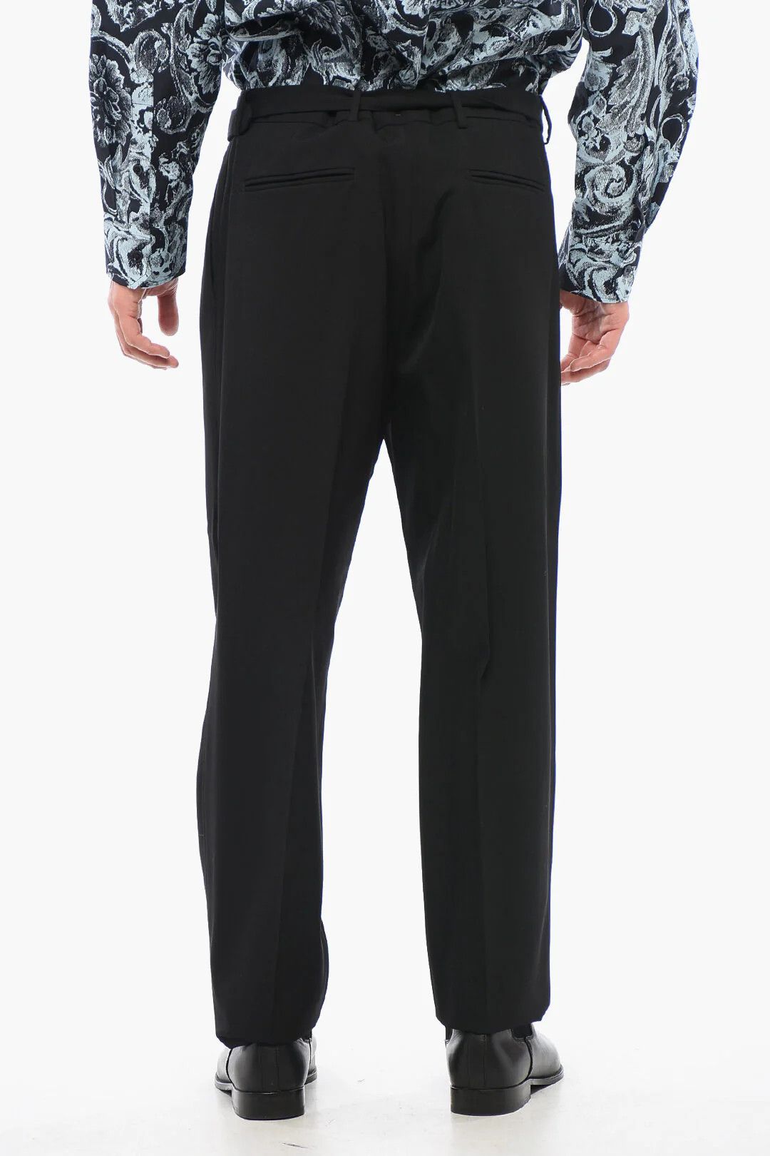 Prada og1mm0426 Double-pleated Pant in Black Size US 34 / EU 50 - 2 Thumbnail