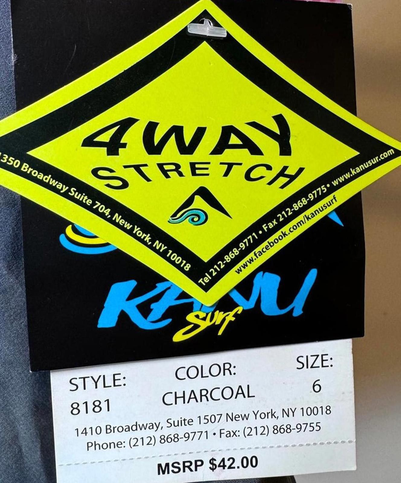 Designer Kanu Surf Charcoal Gray 4-Way Stretch Board Shorts - Size 6 Size 28" / US 6 / IT 42 - 3 Thumbnail