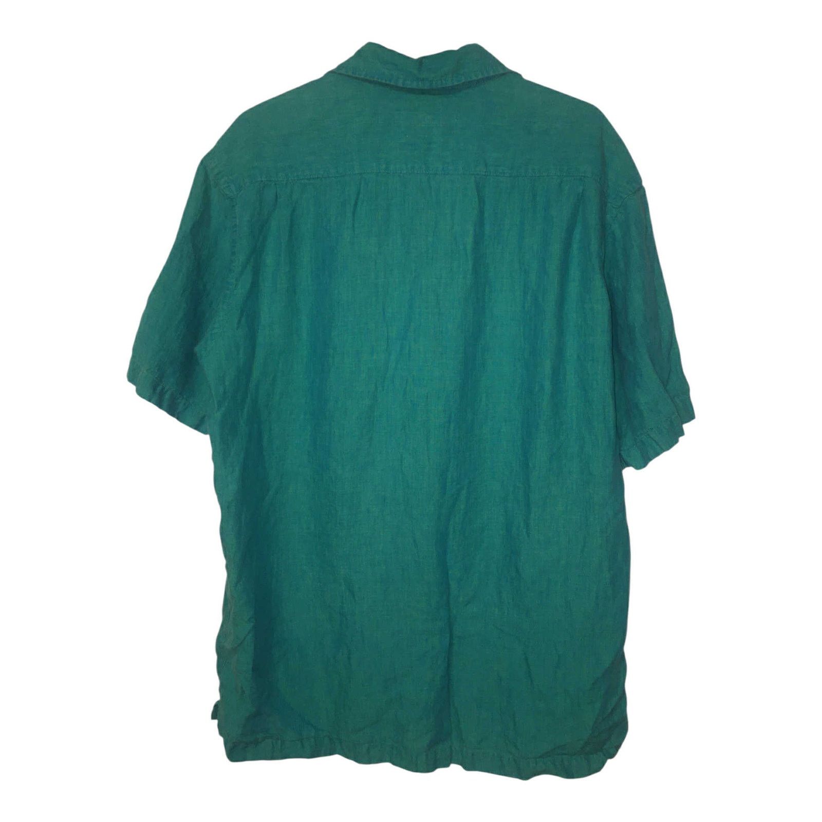 Arizona Jean Co. Alan Flusser 100% Linen ButtonUp Shirt Short Sleeve Green LG Size US S / EU 44-46 / 1 - 4 Thumbnail