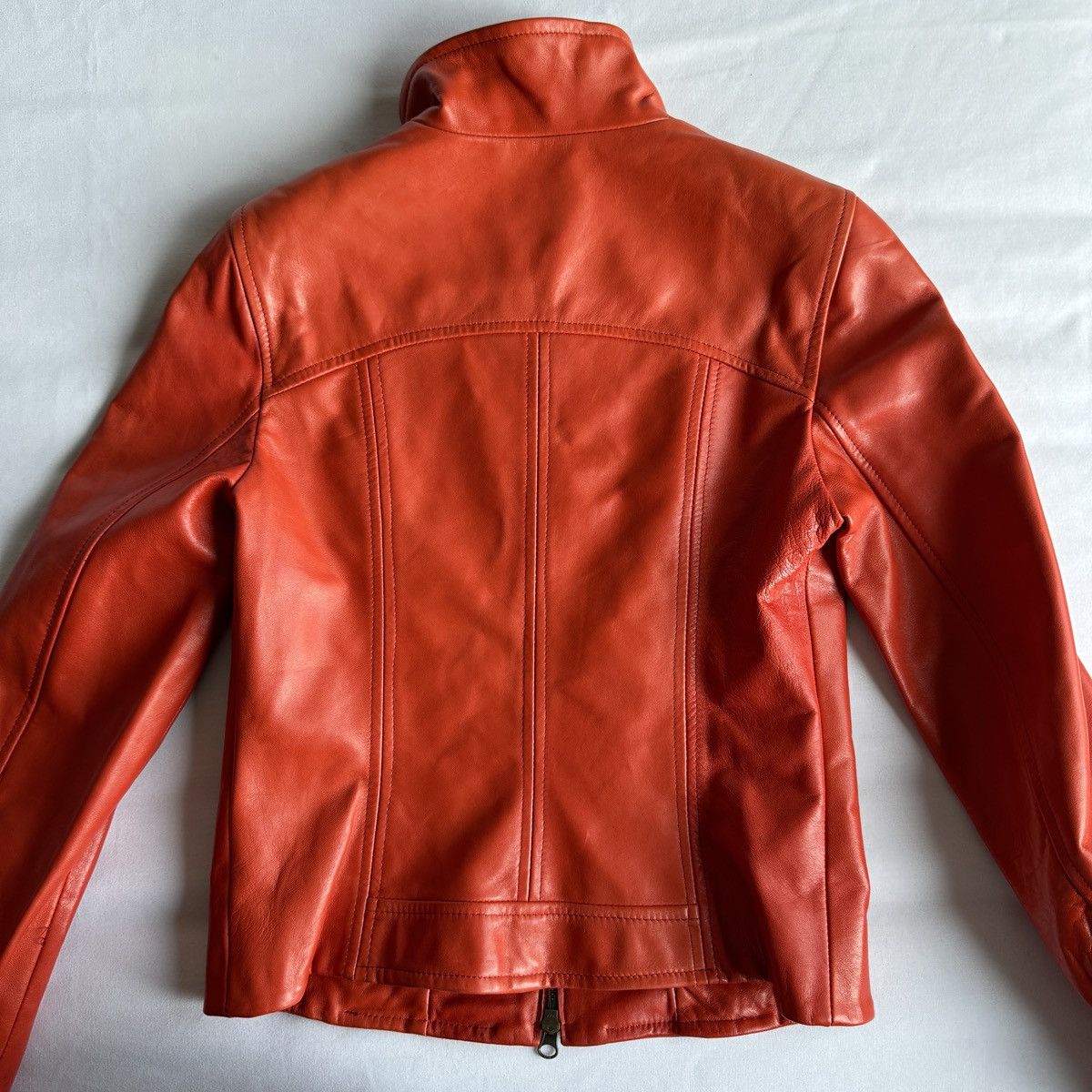 Danier Vintage 90s Orange Genuine Leather Jacket Size XS / US 0-2 / IT 36-38 - 3 Thumbnail