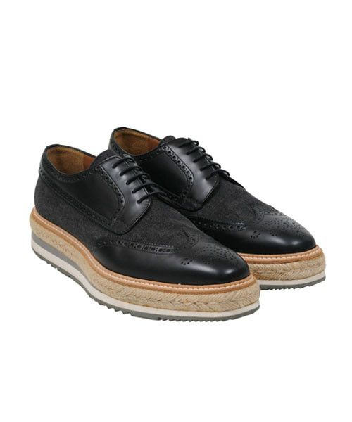 Prada Mens Wingtip Platform Espadrille Brogues US 9.5 UK 8.5