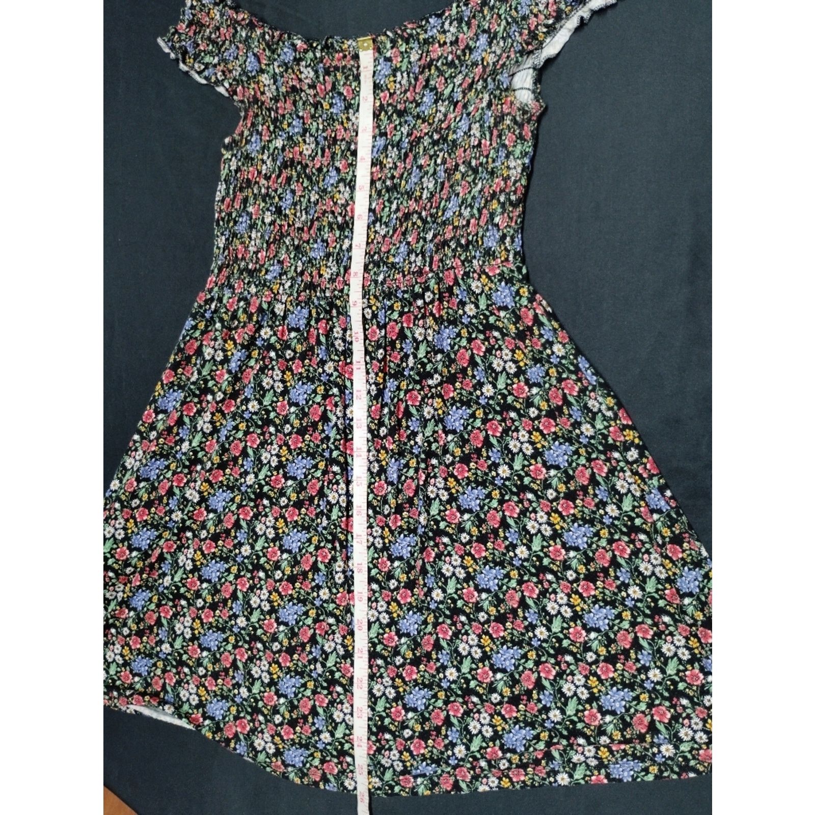 Forever 21 Forever 21 Black Smocked Dress with Pastel Floral Accents Size S / US 4 / IT 40 - 5 Thumbnail