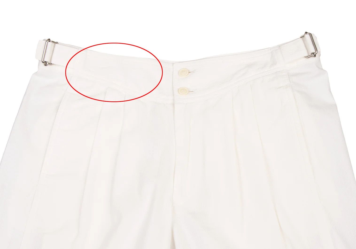 Issey Miyake Cotton Pinstripe Design Side Belt Shorts in Off White Size US 30 / EU 46 - 2 Thumbnail