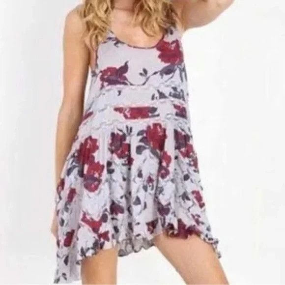 Free People Free People Gray Floral Trapeze Mini Slip Dress| Whimsigoth Size M / US 6-8 / IT 42-44 - 15 Thumbnail