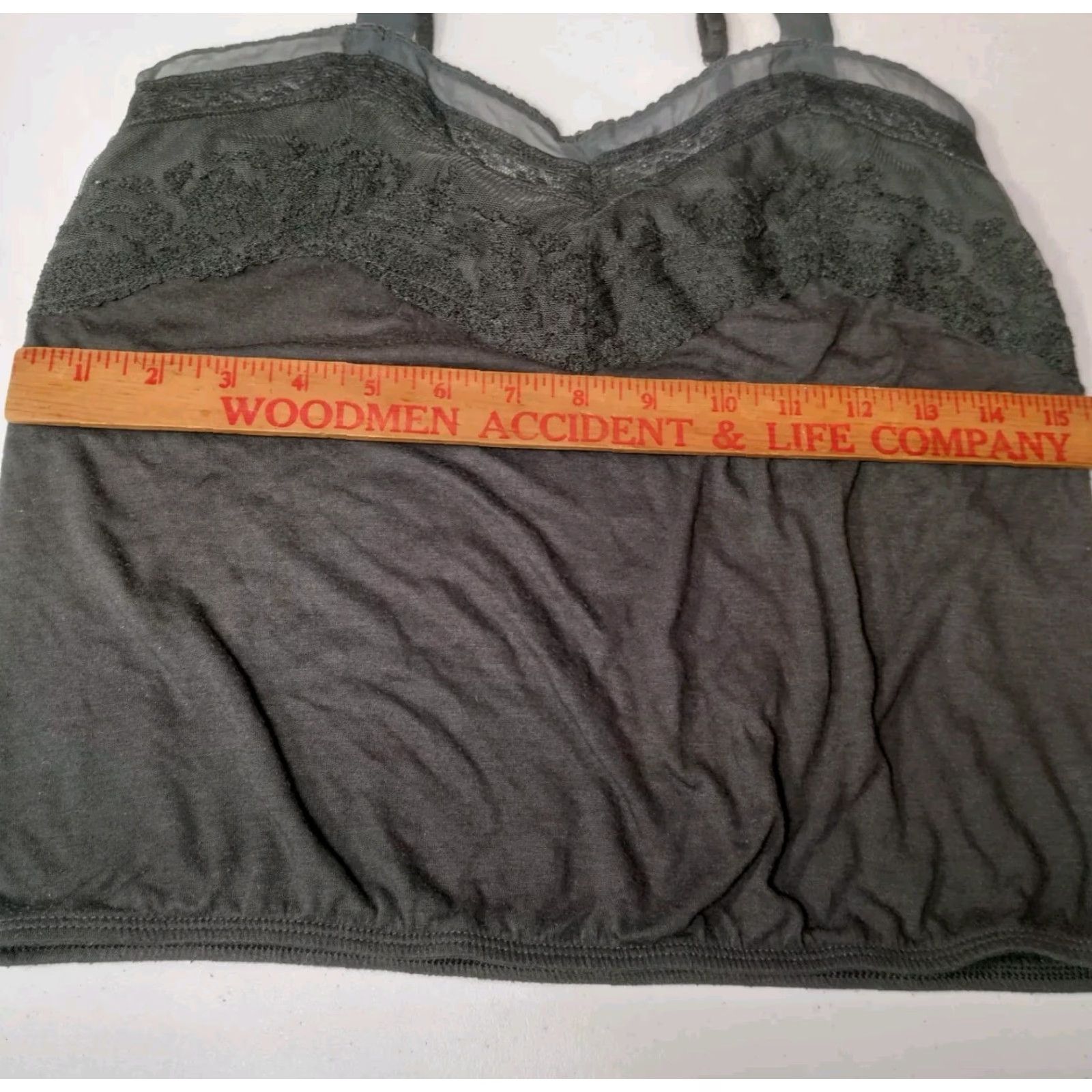 American Eagle Outfitters VINTAGE American Eagle Outfitters Tank Top Women S Camisole Lace Top V-Neck Pullover Elastic Waist Gray Sleeveless Casual Size S / US 4 / IT 40 - 6 Thumbnail