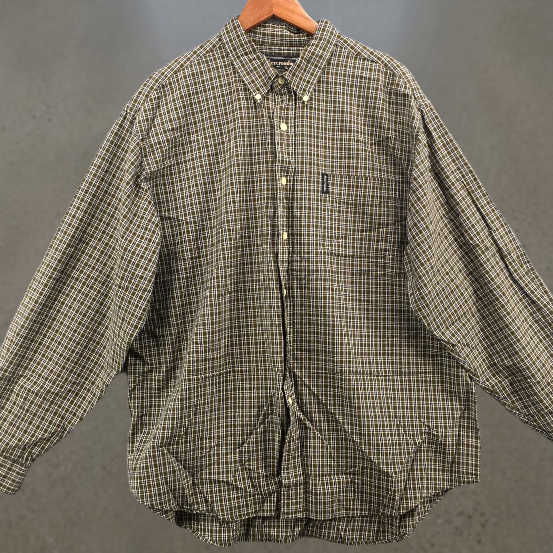 Abercrombie & Fitch Abercrombie & Fitch Button Down Long Sleeve Shirt Mens Large Green Cotton Plaid Size US L / EU 52-54 / 3 - 1 Thumbnail