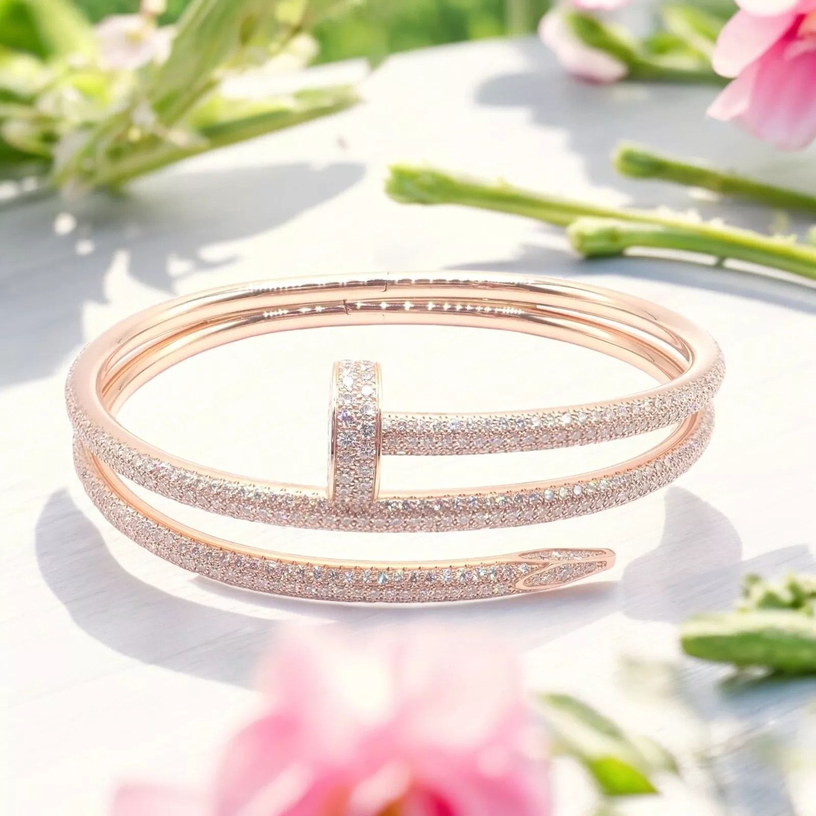 Cartier Nail 18k Gold Diamond Bangle Bracelet Size 16 Paper Size ONE SIZE - 2 Thumbnail